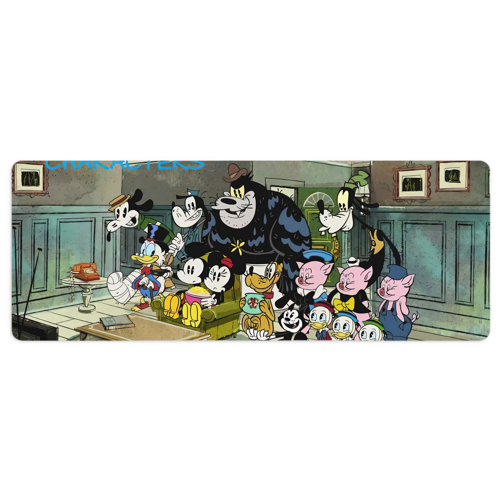 ミッキーマウス Mickey Mouse ステッチ加工 大判デスクマット／滑り止めマウスパッド