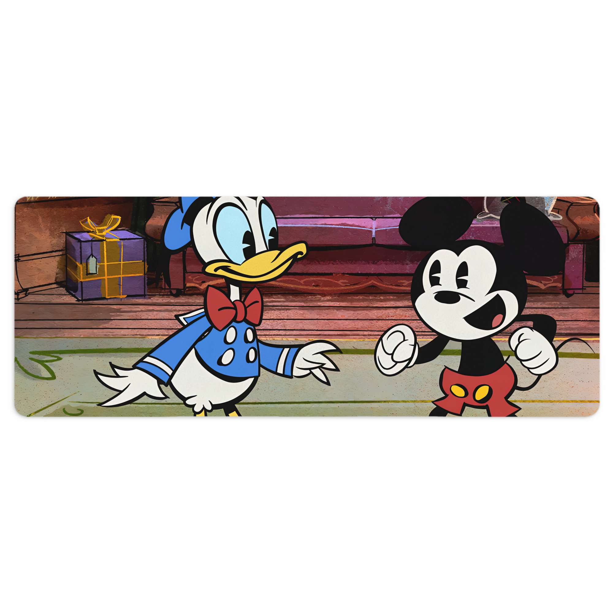 ミッキーマウス Mickey Mouse ステッチ加工 大判デスクマット／滑り止めマウスパッド