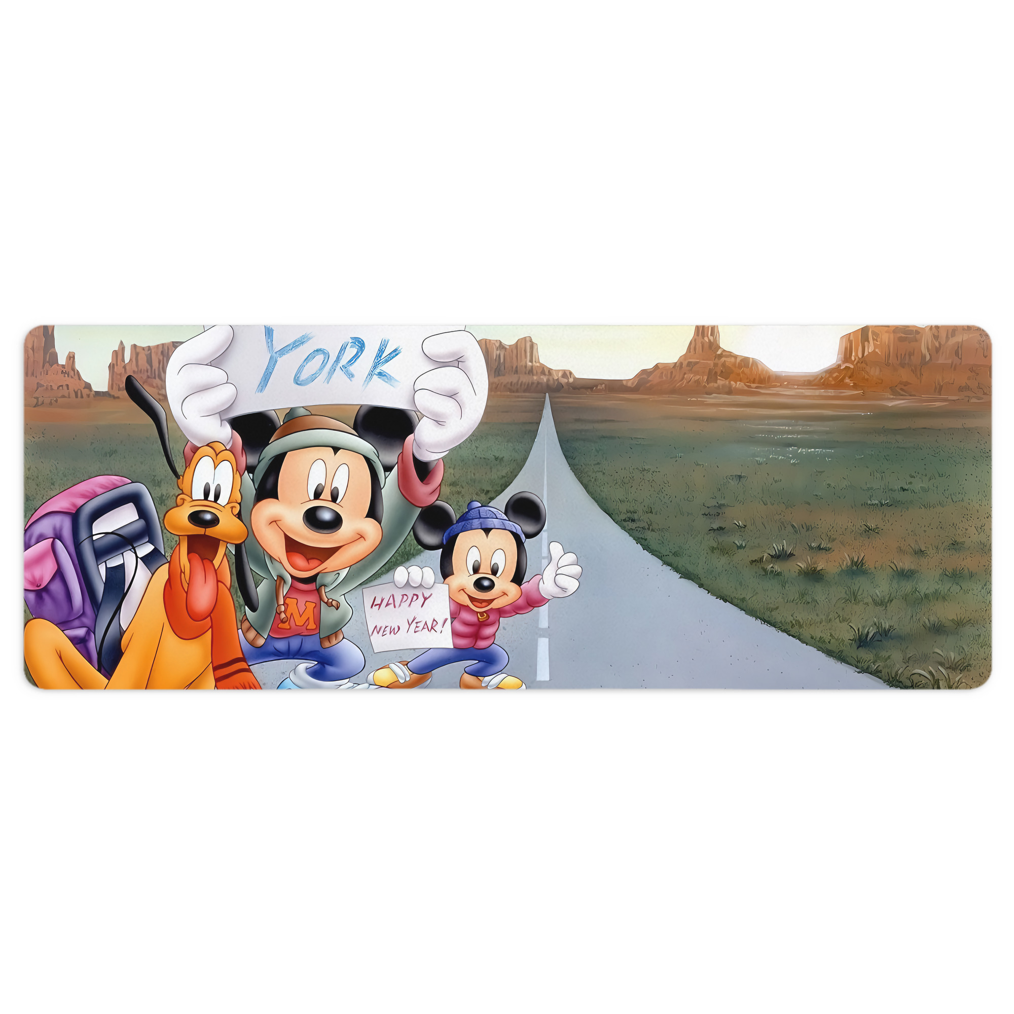 ミッキーマウス Mickey Mouse ステッチ加工 大判デスクマット／滑り止めマウスパッド