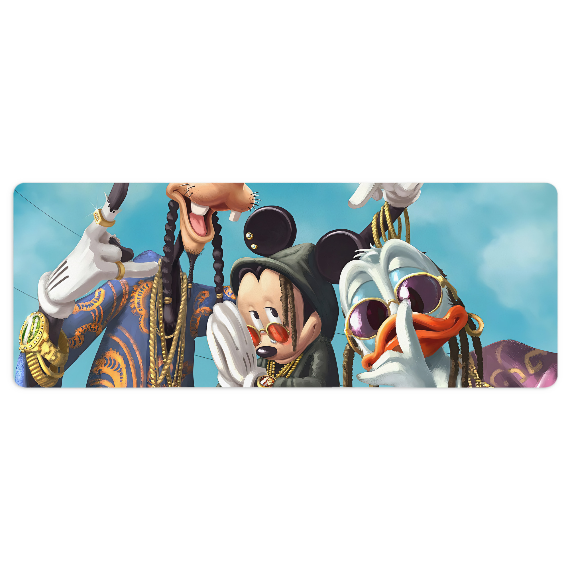 ミッキーマウス Mickey Mouse ステッチ加工 大判デスクマット／滑り止めマウスパッド