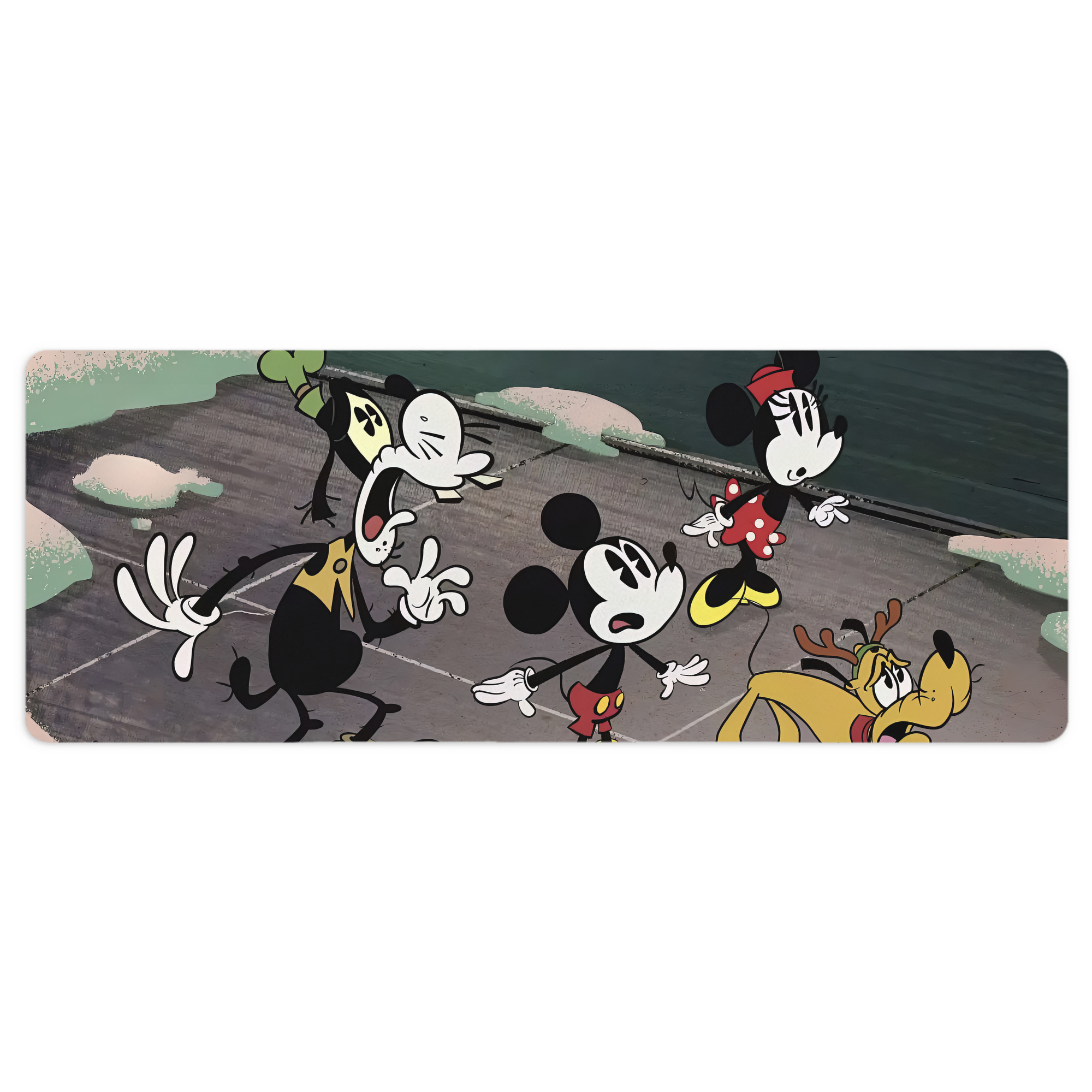 ミッキーマウス Mickey Mouse ステッチ加工 大判デスクマット／滑り止めマウスパッド