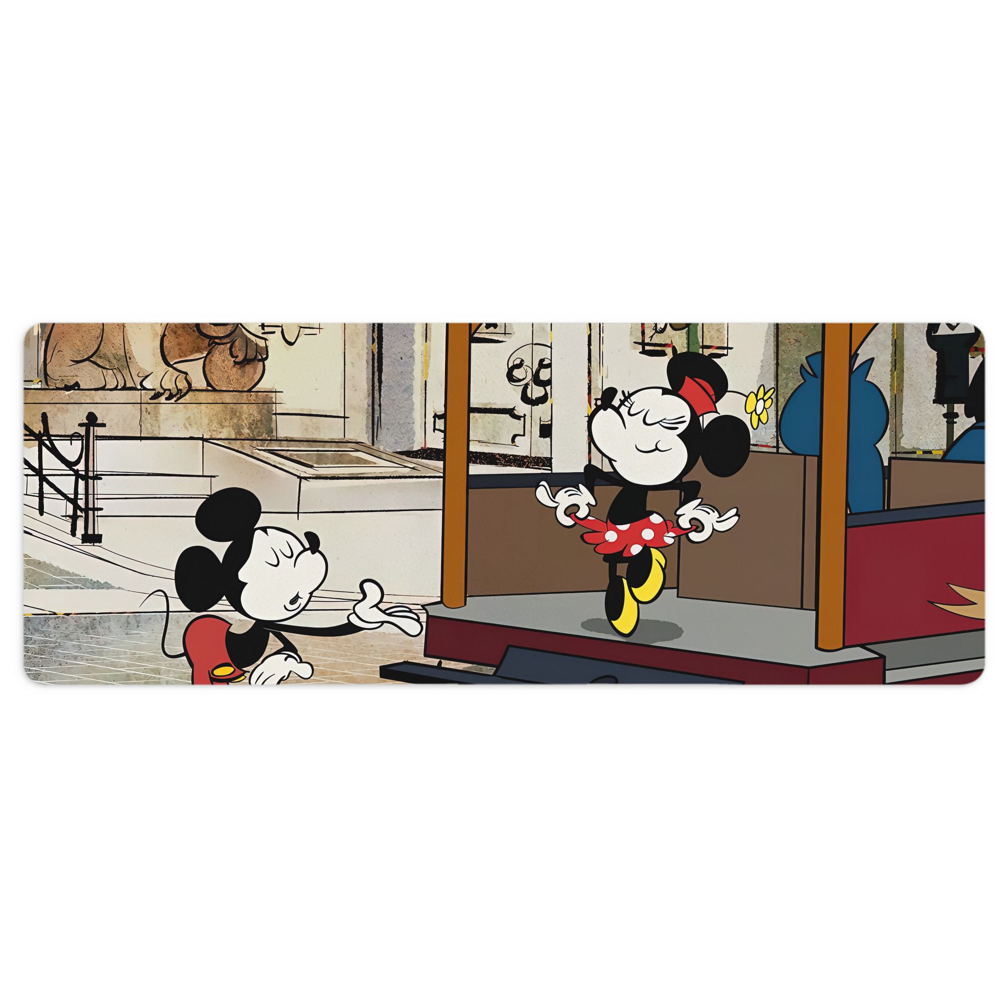 ミッキーマウス Mickey Mouse ステッチ加工 大判デスクマット／滑り止めマウスパッド