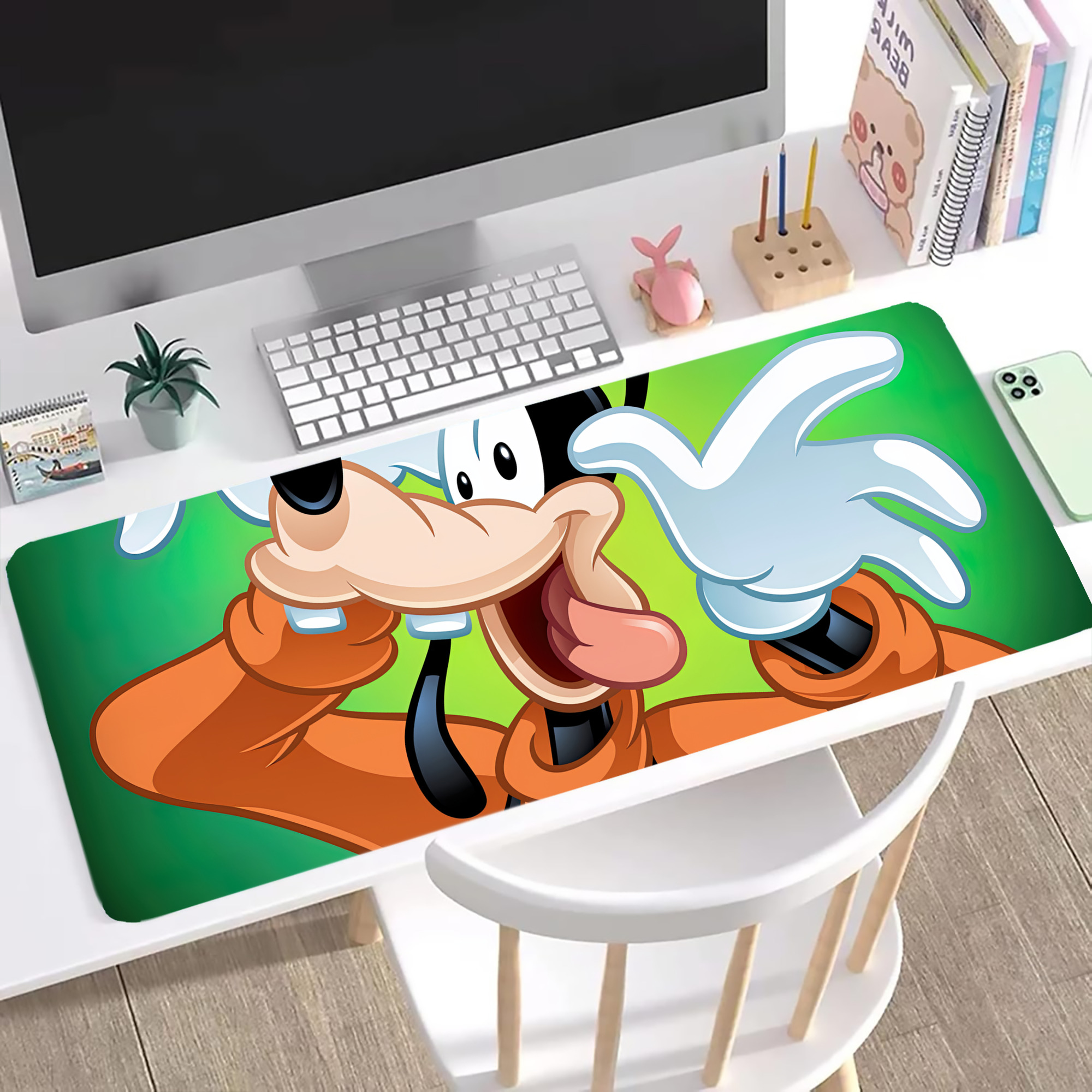 ミッキーマウス Mickey Mouse ステッチ加工 大判デスクマット／滑り止めマウスパッド