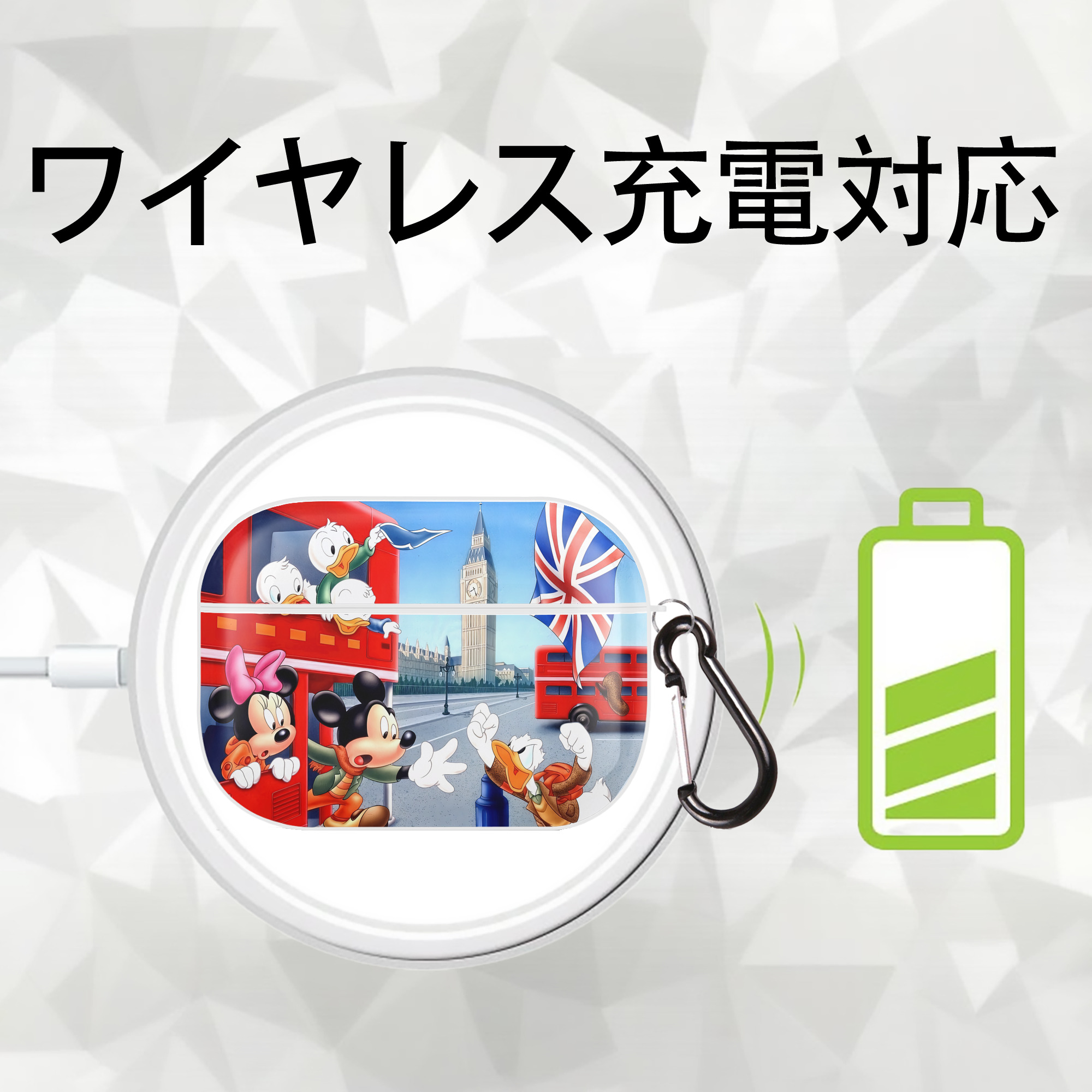 ミッキーマウス Mickey Mouse 【AirPods Pro用】ハードシェル保護ケース 耐衝撃・防指紋・カラビナ付き商品仕様