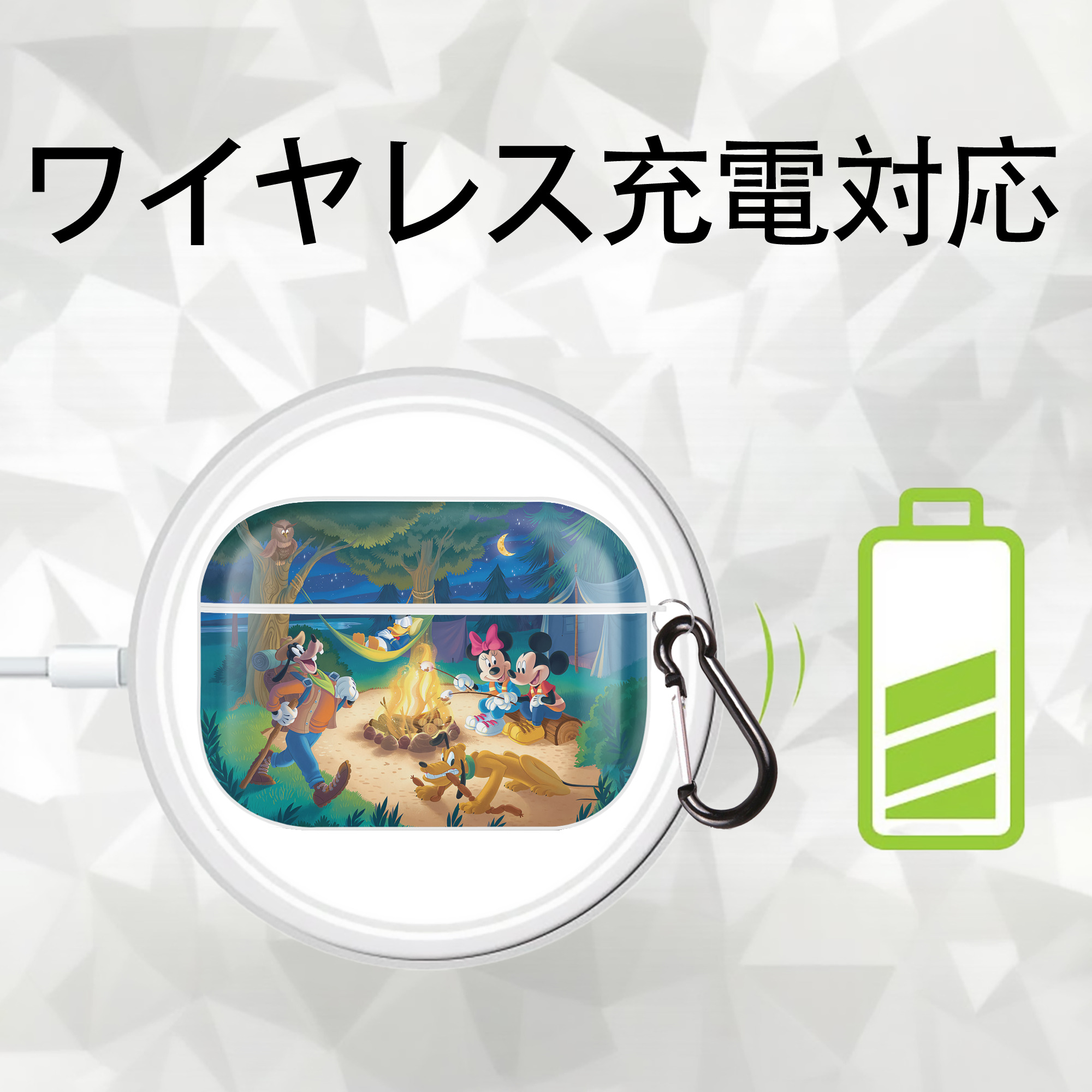 ミッキーマウス Mickey Mouse 【AirPods Pro用】ハードシェル保護ケース 耐衝撃・防指紋・カラビナ付き商品仕様