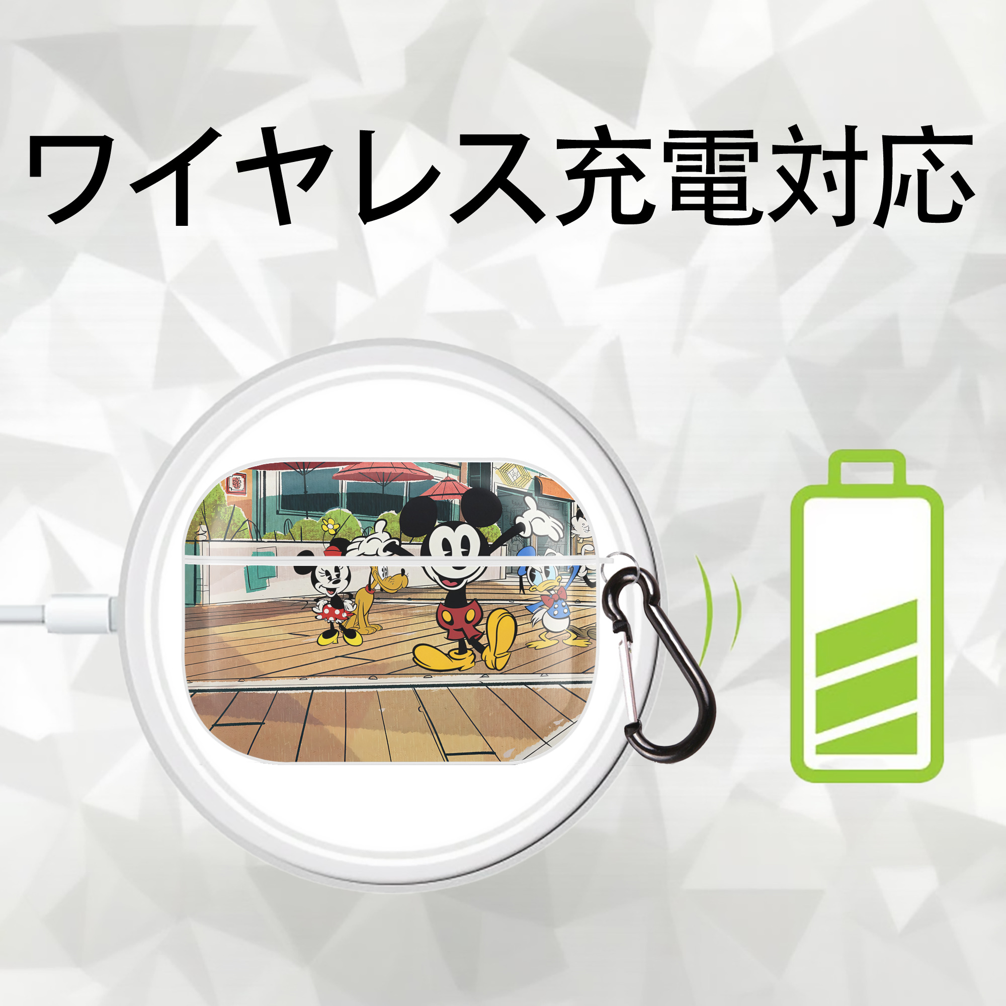 ミッキーマウス Mickey Mouse 【AirPods Pro用】ハードシェル保護ケース 耐衝撃・防指紋・カラビナ付き商品仕様