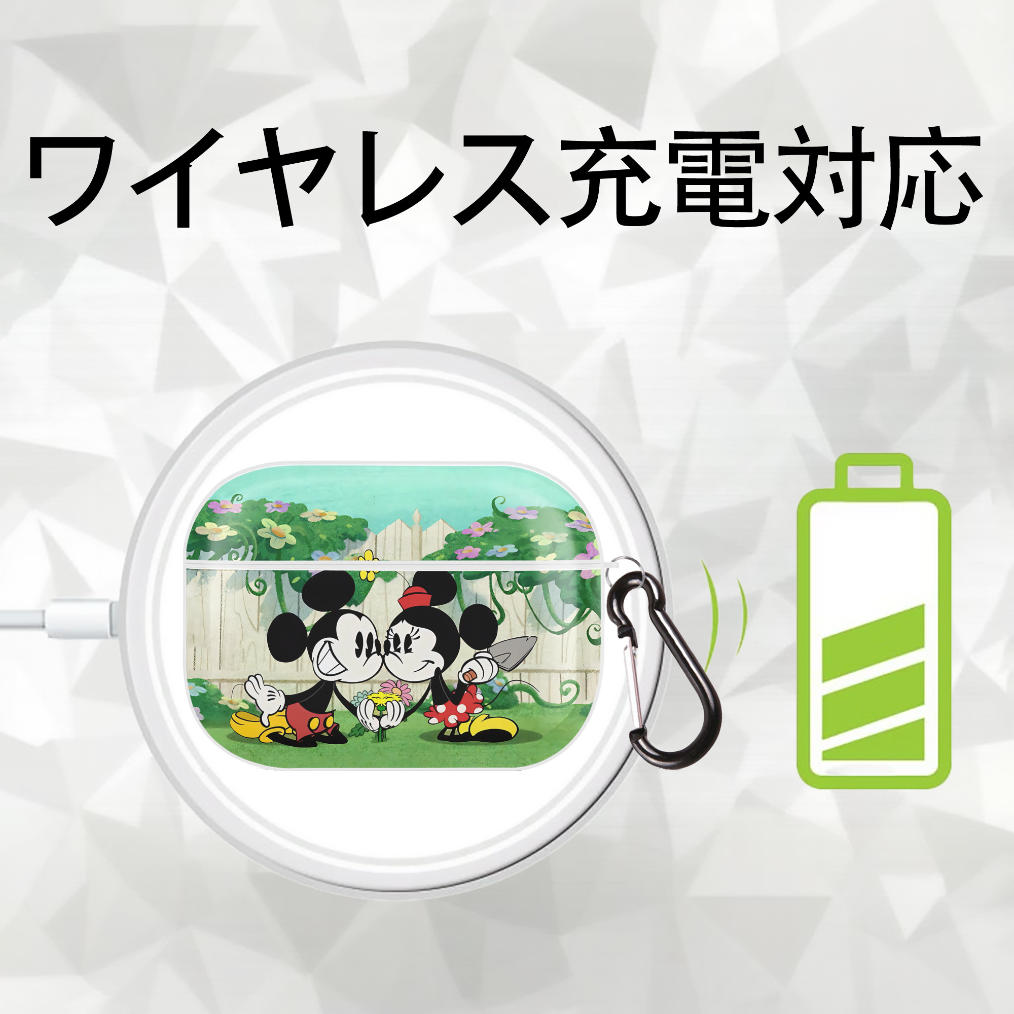 ミッキーマウス Mickey Mouse 【AirPods Pro用】ハードシェル保護ケース 耐衝撃・防指紋・カラビナ付き商品仕様