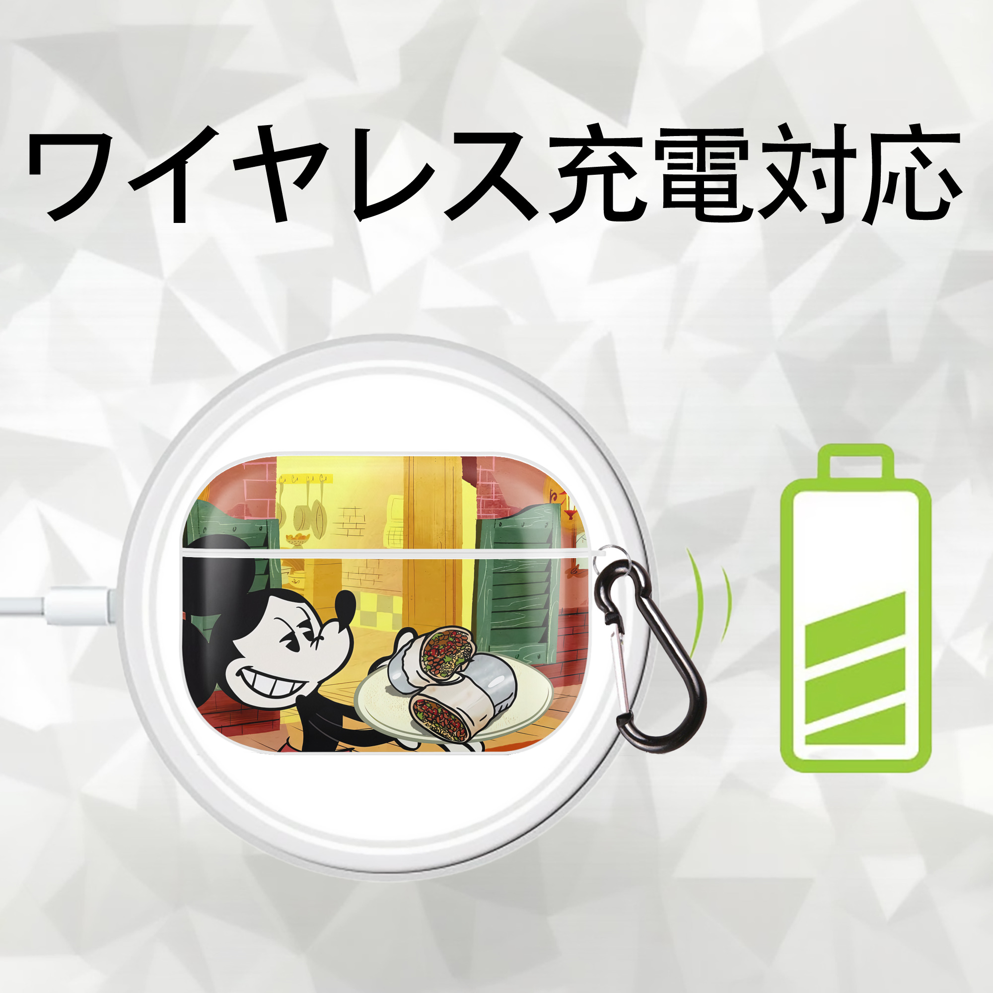ミッキーマウス Mickey Mouse 【AirPods Pro用】ハードシェル保護ケース 耐衝撃・防指紋・カラビナ付き商品仕様