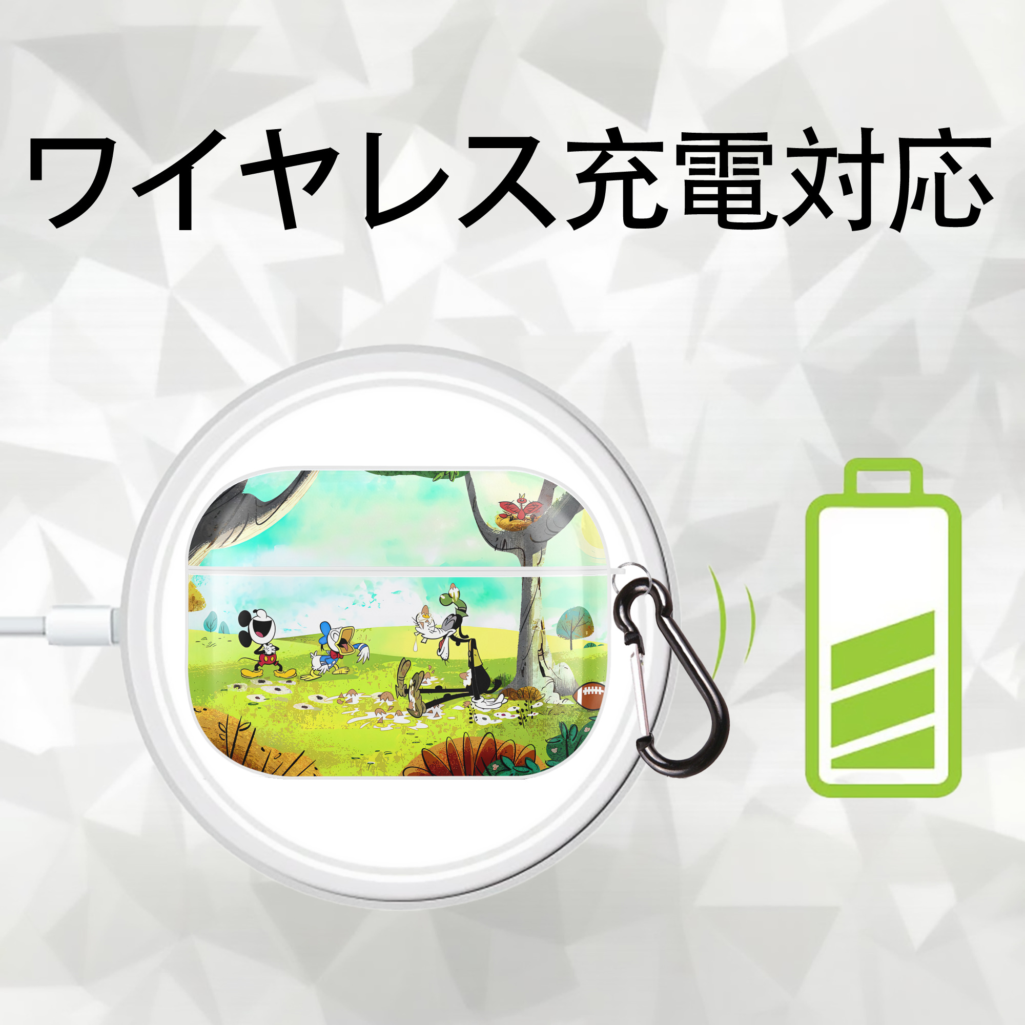 ミッキーマウス Mickey Mouse 【AirPods Pro用】ハードシェル保護ケース 耐衝撃・防指紋・カラビナ付き商品仕様