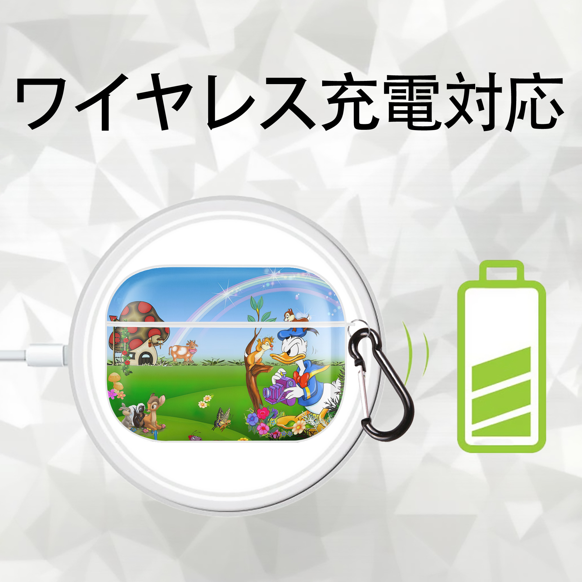 ミッキーマウス Mickey Mouse 【AirPods Pro用】ハードシェル保護ケース 耐衝撃・防指紋・カラビナ付き商品仕様