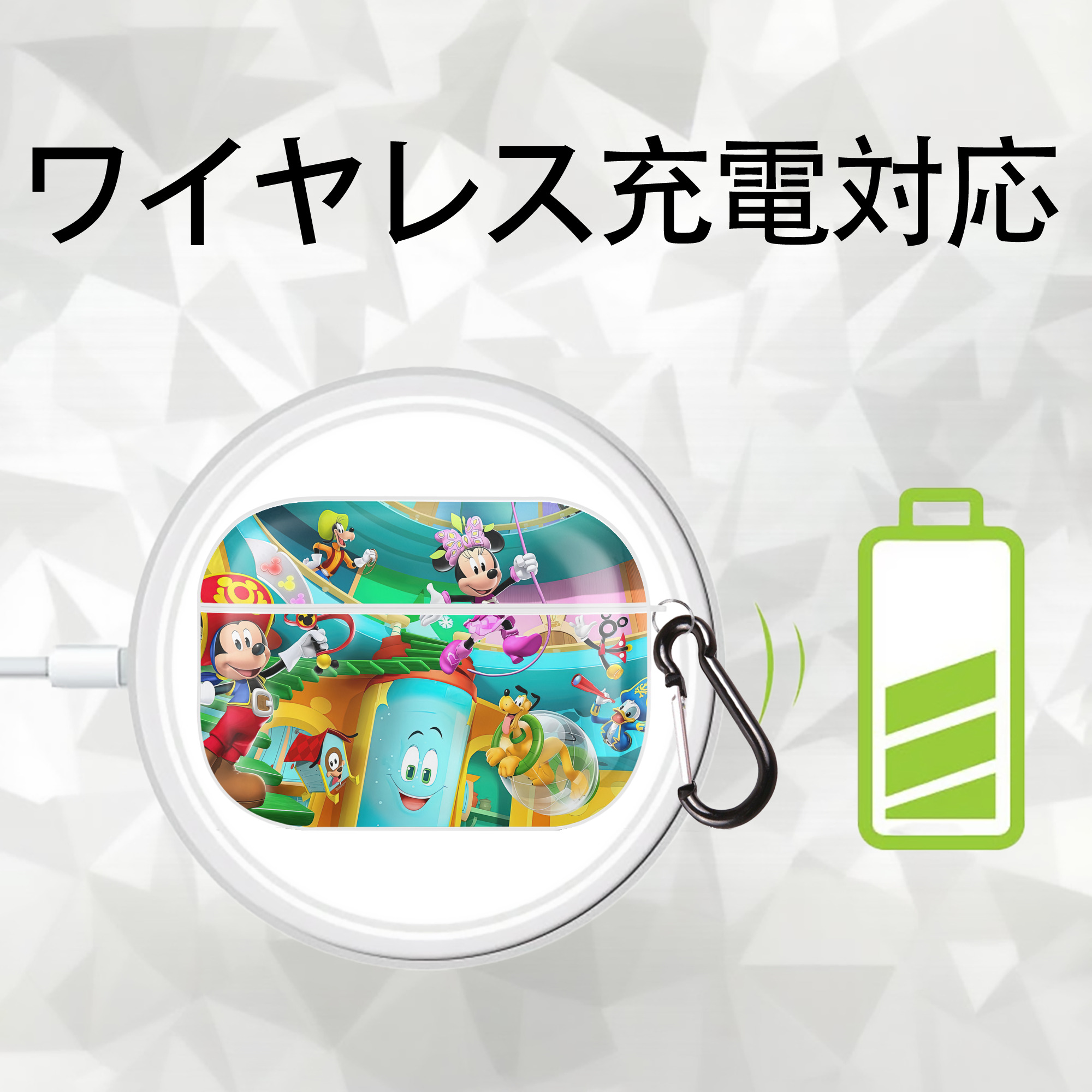 ミッキーマウス Mickey Mouse 【AirPods Pro用】ハードシェル保護ケース 耐衝撃・防指紋・カラビナ付き商品仕様