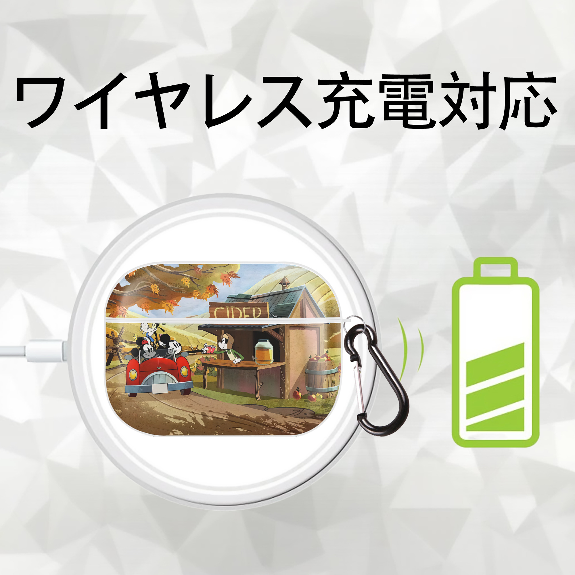 ミッキーマウス Mickey Mouse 【AirPods Pro用】ハードシェル保護ケース 耐衝撃・防指紋・カラビナ付き商品仕様