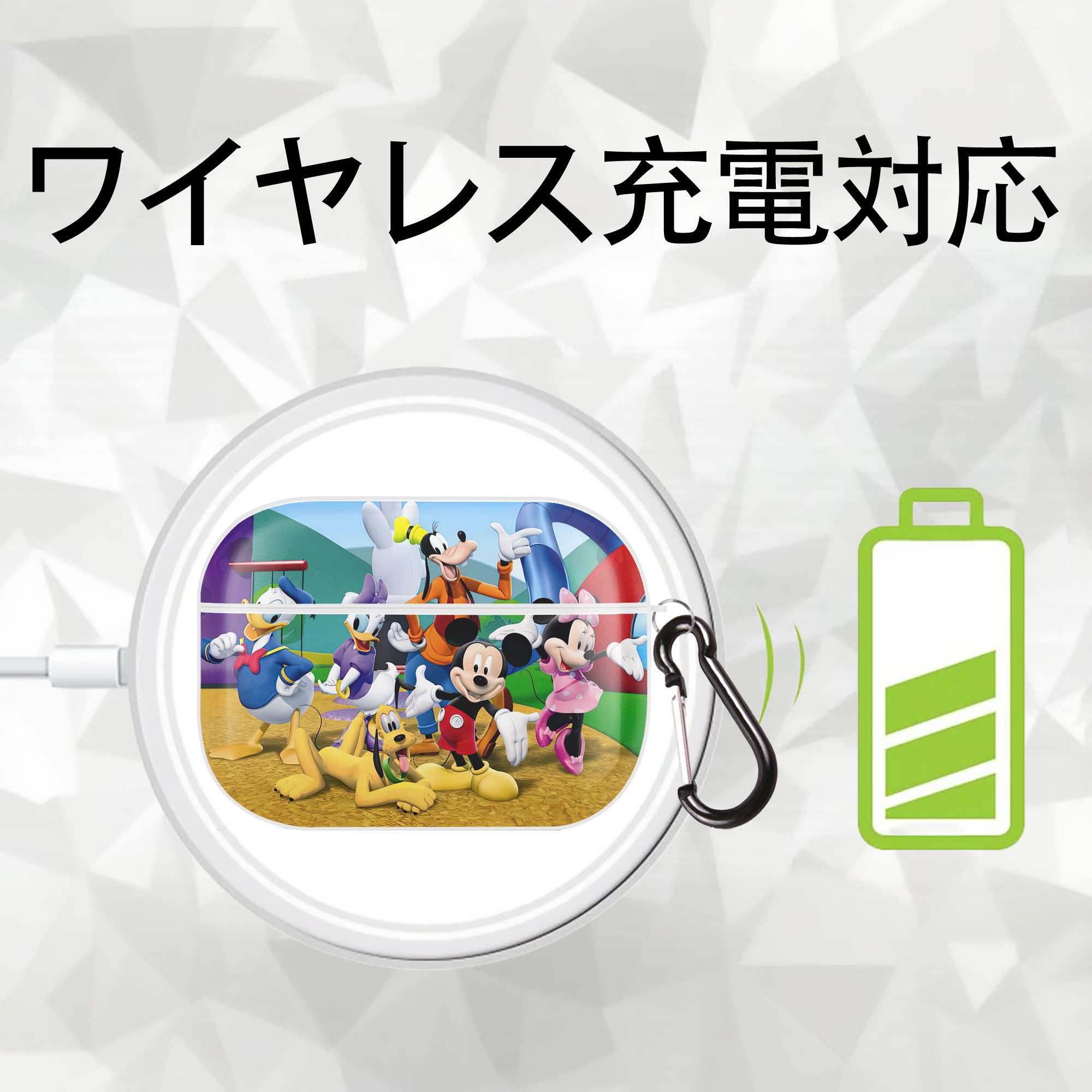 ミッキーマウス Mickey Mouse 【AirPods Pro用】ハードシェル保護ケース 耐衝撃・防指紋・カラビナ付き商品仕様