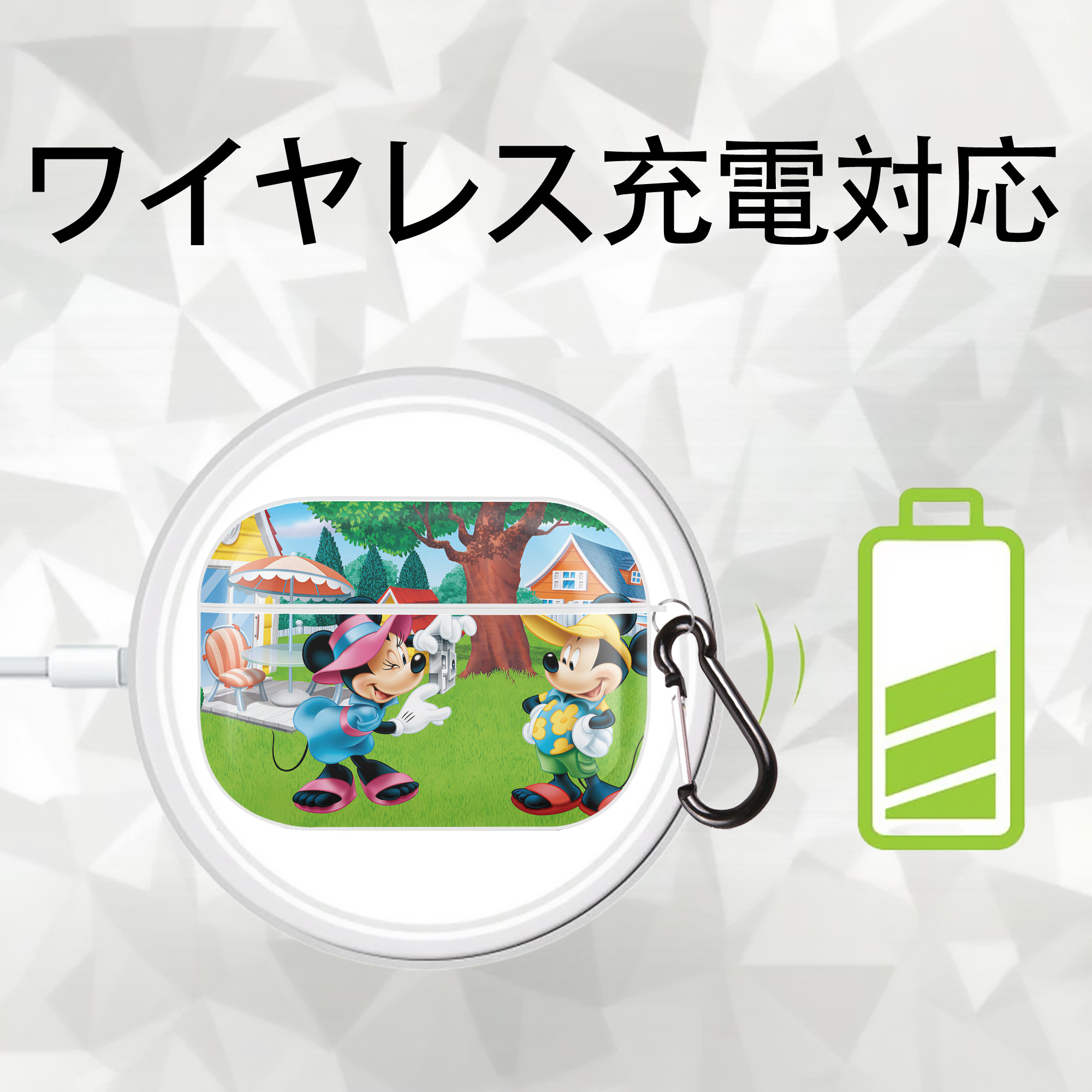 ミッキーマウス Mickey Mouse 【AirPods Pro用】ハードシェル保護ケース 耐衝撃・防指紋・カラビナ付き商品仕様