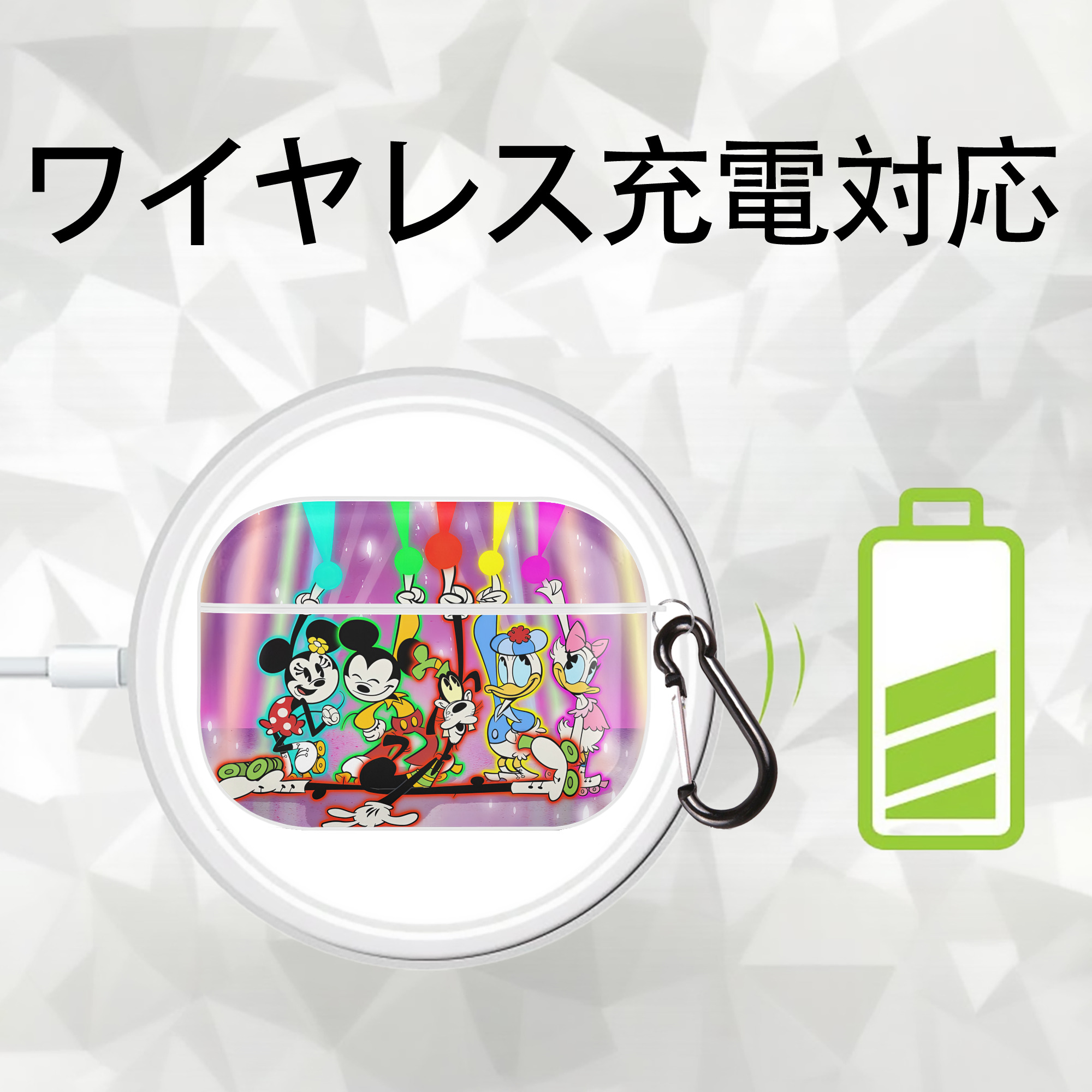 ミッキーマウス Mickey Mouse 【AirPods Pro用】ハードシェル保護ケース 耐衝撃・防指紋・カラビナ付き商品仕様