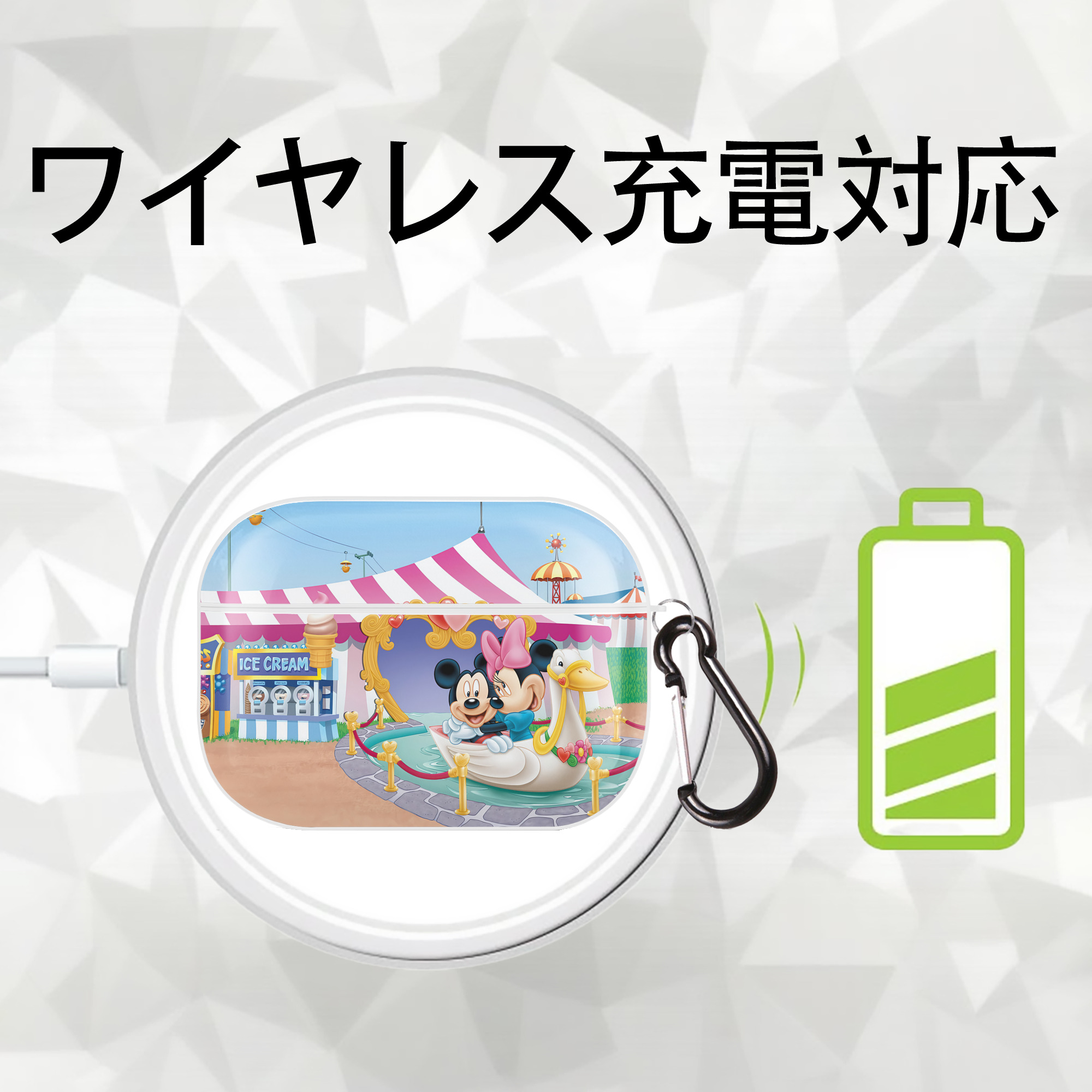 ミッキーマウス Mickey Mouse 【AirPods Pro用】ハードシェル保護ケース 耐衝撃・防指紋・カラビナ付き商品仕様