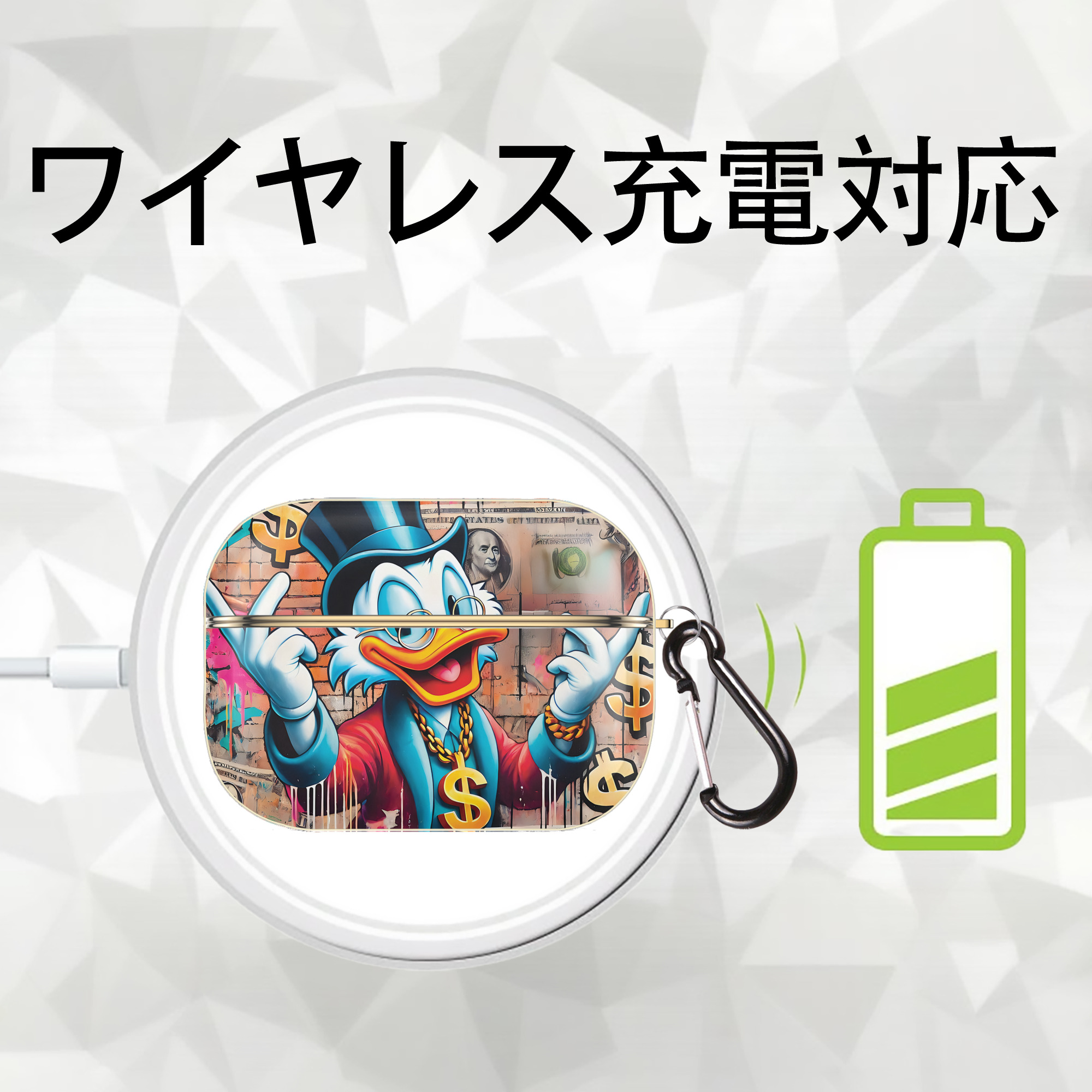 ミッキーマウス Mickey Mouse 【AirPods Pro用】ハードシェル保護ケース｜耐衝撃・防指紋・カラビナ付き商品仕様