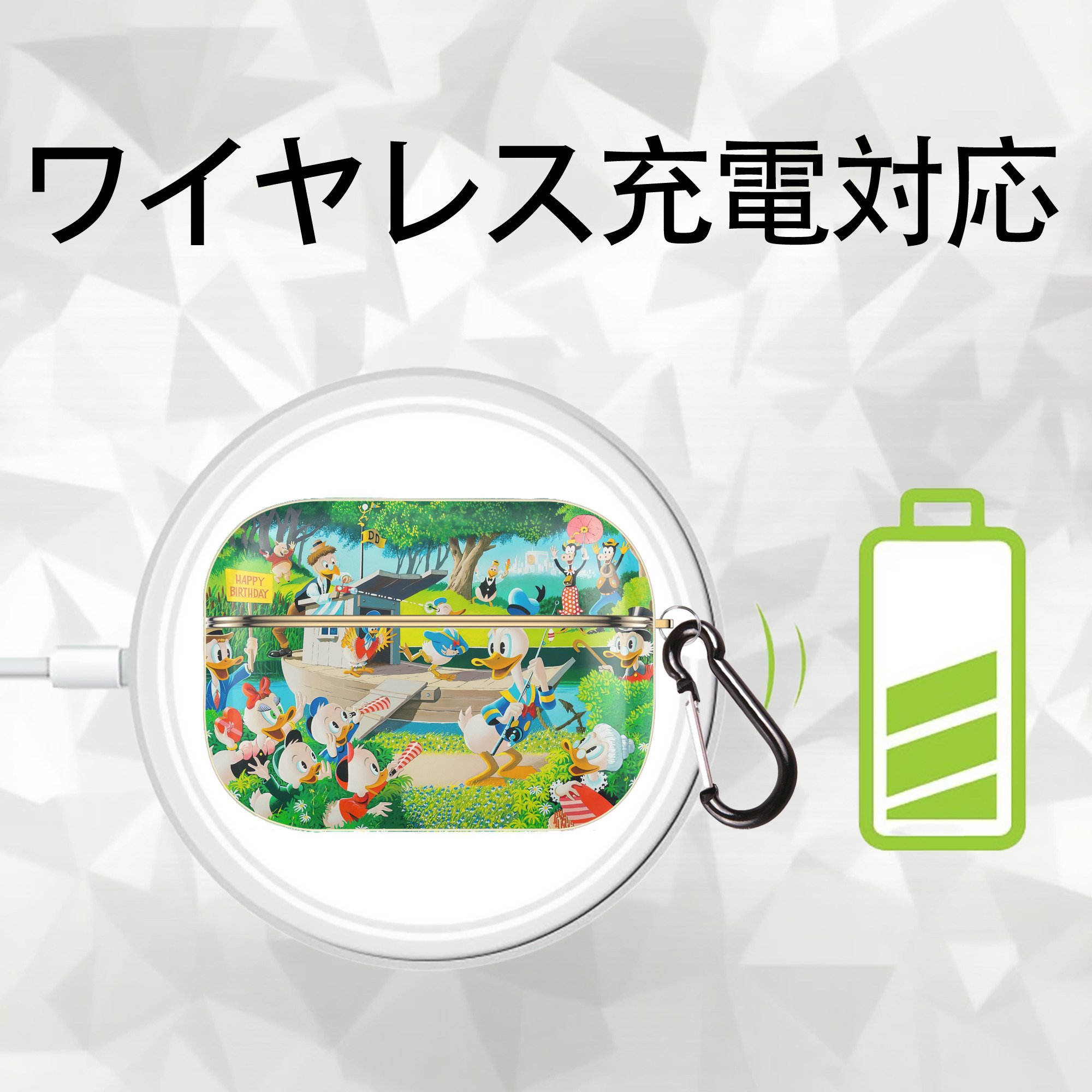 ミッキーマウス Mickey Mouse 【AirPods Pro用】ハードシェル保護ケース｜耐衝撃・防指紋・カラビナ付き商品仕様