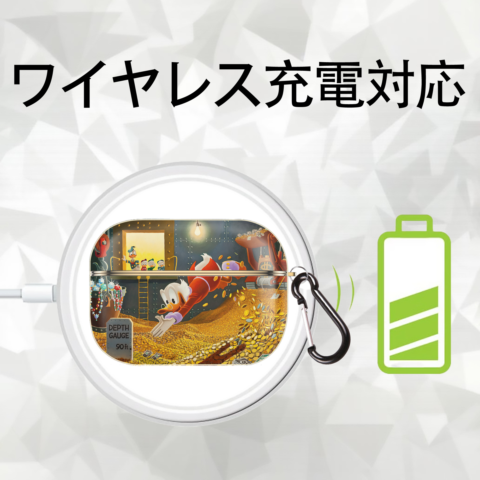 ミッキーマウス Mickey Mouse 【AirPods Pro用】ハードシェル保護ケース｜耐衝撃・防指紋・カラビナ付き商品仕様