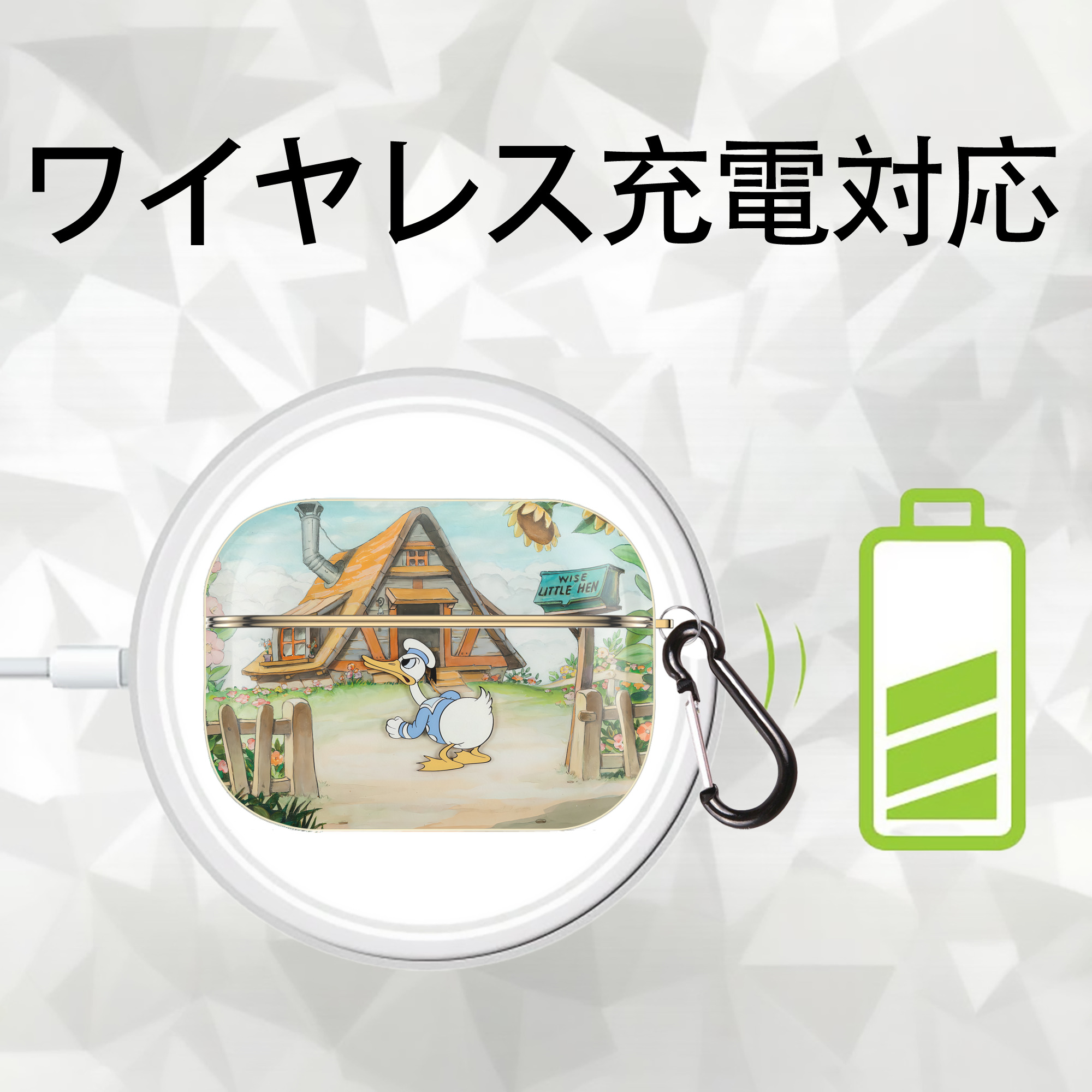 ミッキーマウス Mickey Mouse 【AirPods Pro用】ハードシェル保護ケース｜耐衝撃・防指紋・カラビナ付き商品仕様