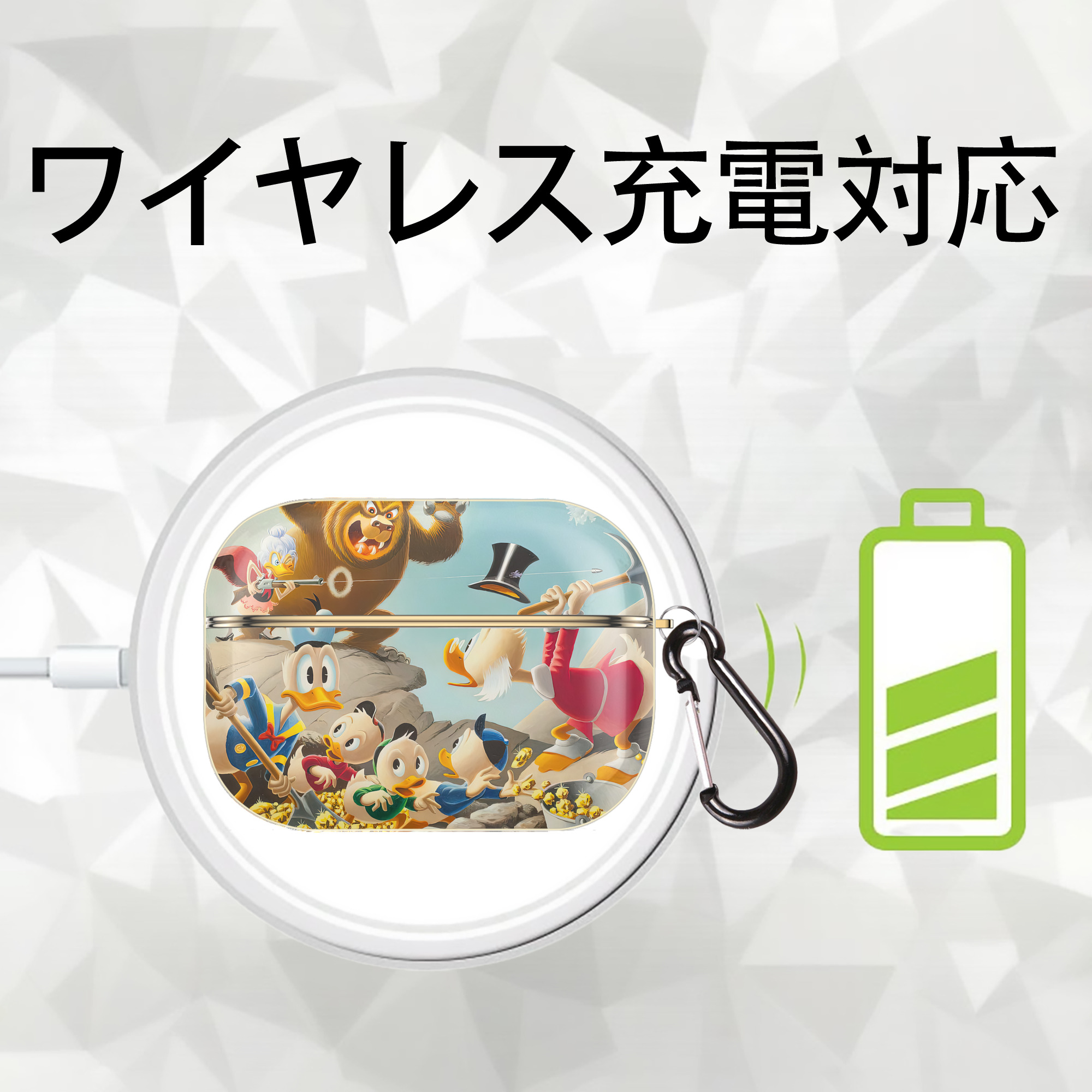 ミッキーマウス Mickey Mouse 【AirPods Pro用】ハードシェル保護ケース｜耐衝撃・防指紋・カラビナ付き商品仕様