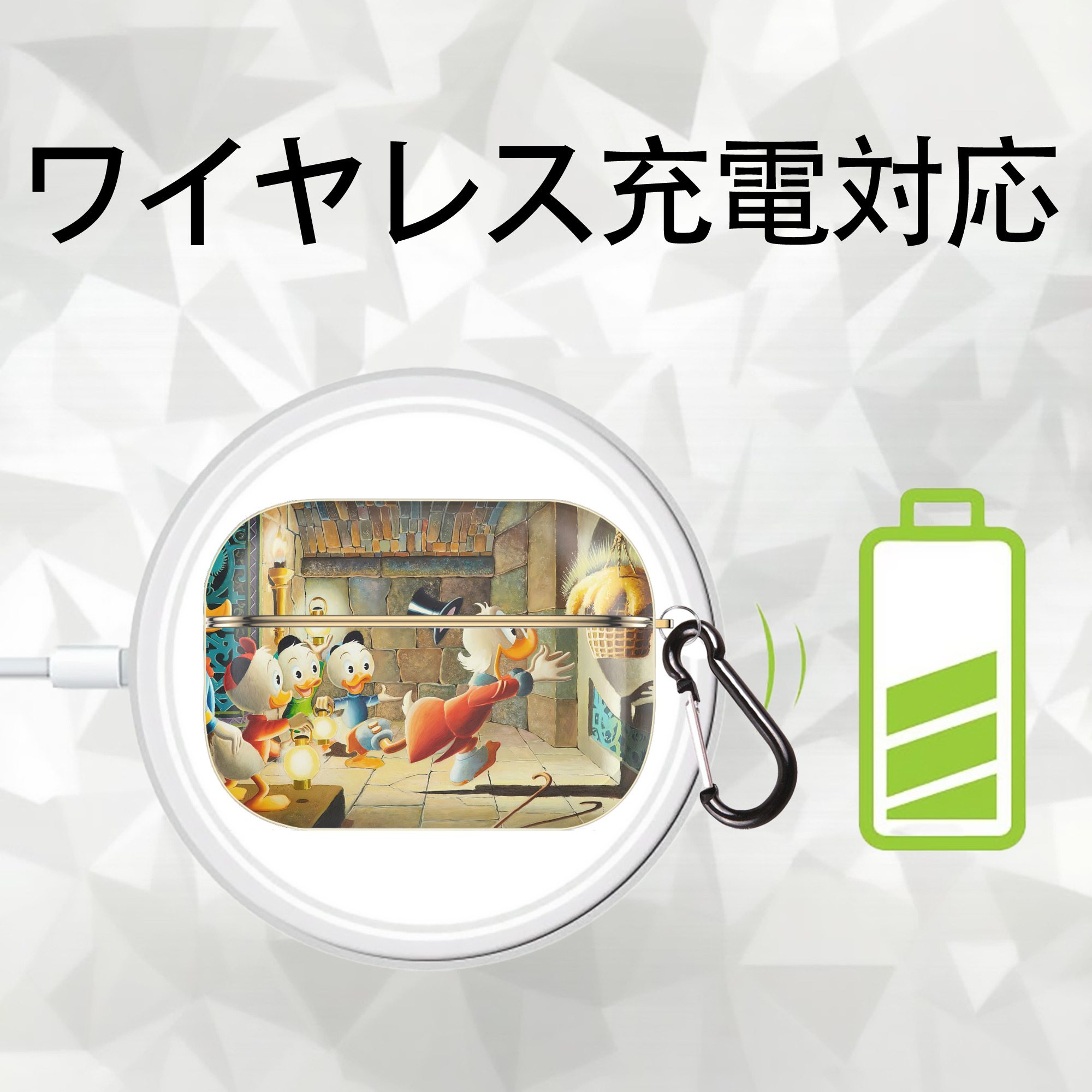 ミッキーマウス Mickey Mouse 【AirPods Pro用】ハードシェル保護ケース｜耐衝撃・防指紋・カラビナ付き商品仕様