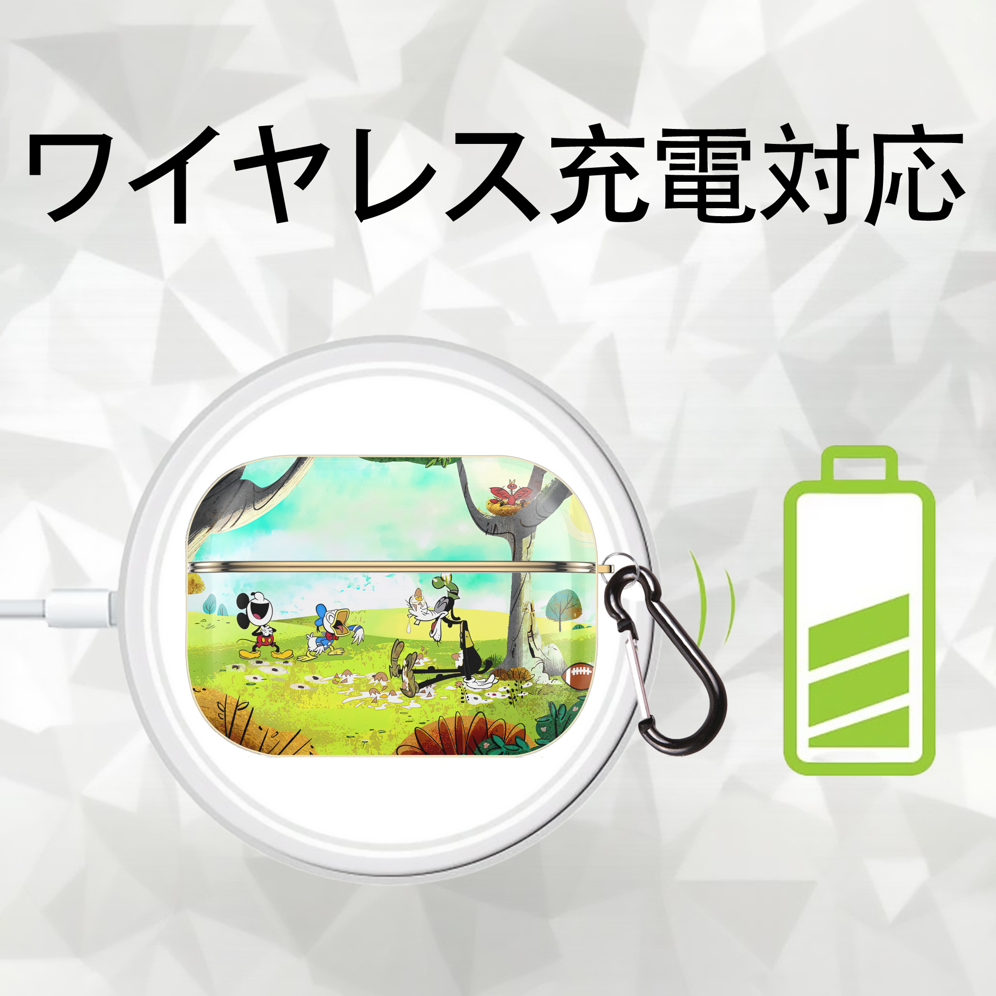 ミッキーマウス Mickey Mouse 【AirPods Pro用】ハードシェル保護ケース｜耐衝撃・防指紋・カラビナ付き商品仕様