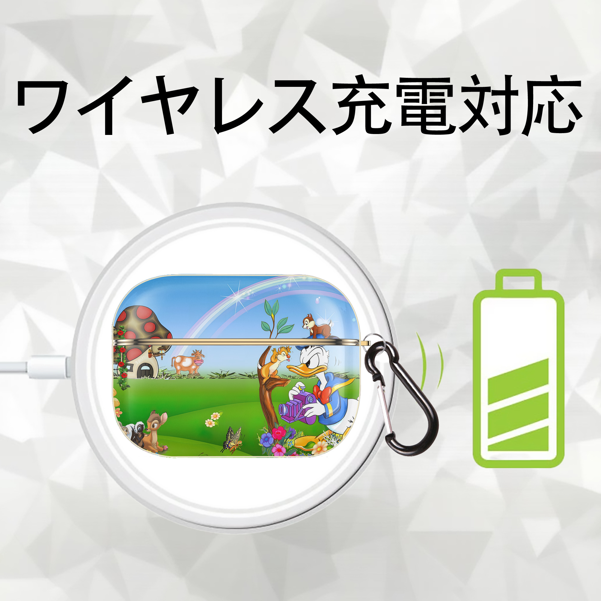 ミッキーマウス Mickey Mouse 【AirPods Pro用】ハードシェル保護ケース｜耐衝撃・防指紋・カラビナ付き商品仕様