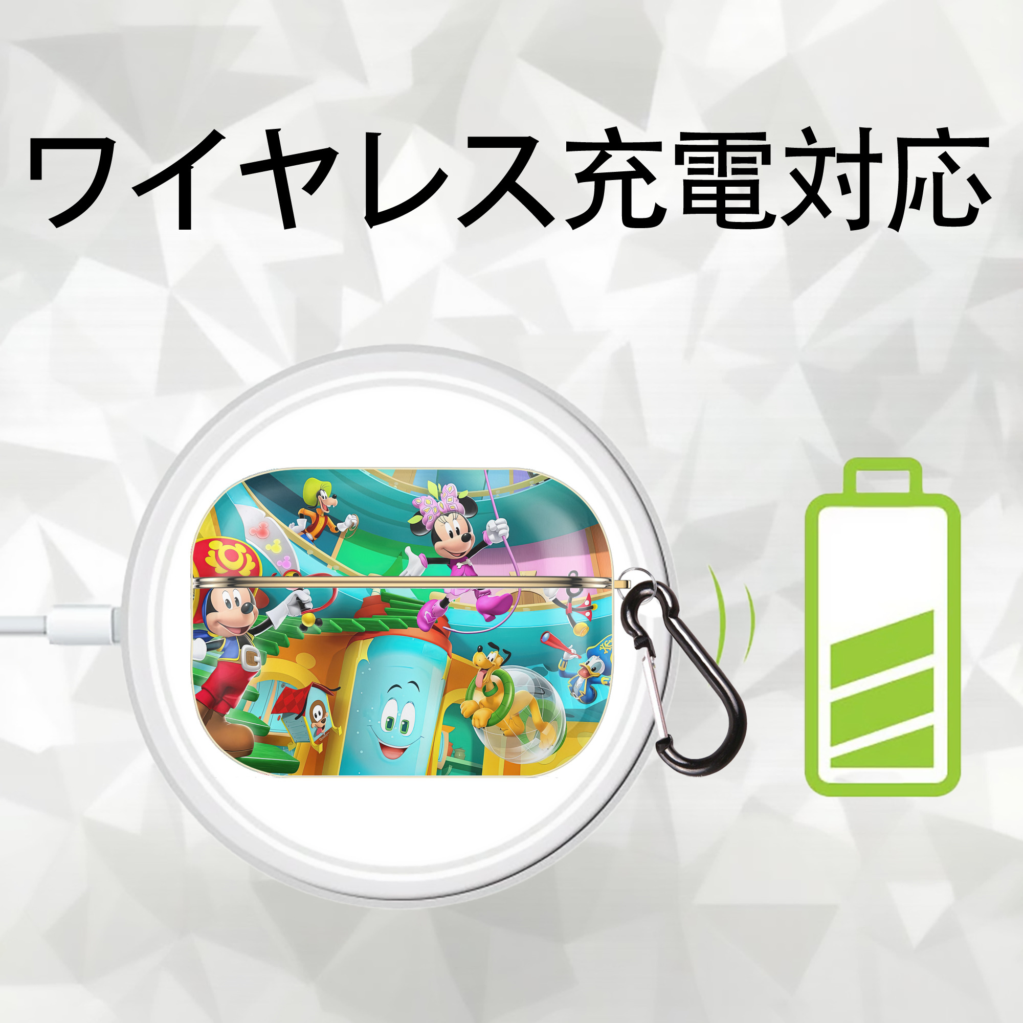 ミッキーマウス Mickey Mouse 【AirPods Pro用】ハードシェル保護ケース｜耐衝撃・防指紋・カラビナ付き商品仕様