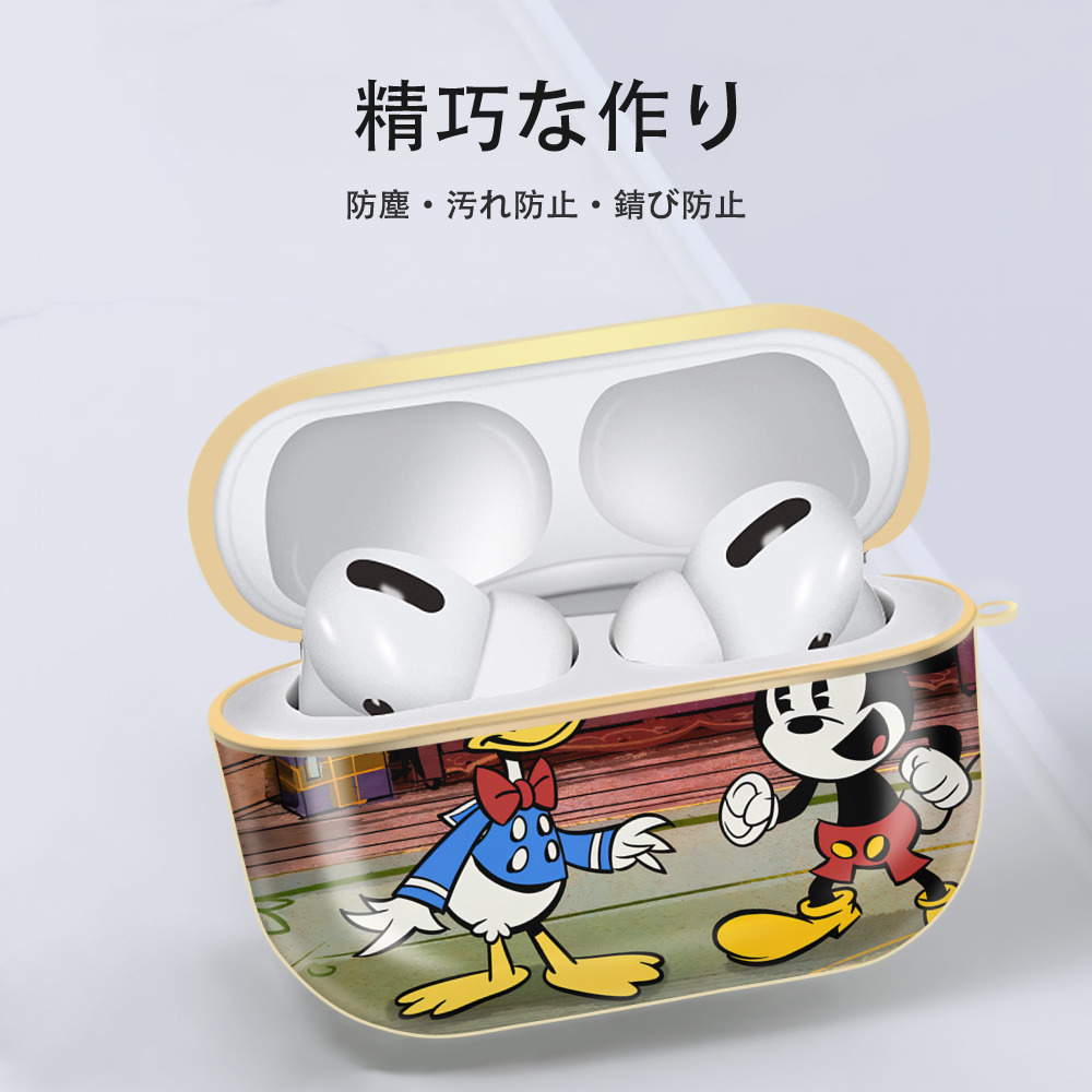 ミッキーマウス Mickey Mouse 【AirPods Pro用】ハードシェル保護ケース｜耐衝撃・防指紋・カラビナ付き商品仕様