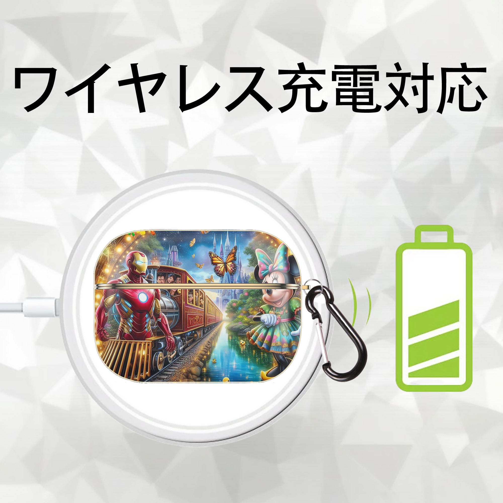 ミッキーマウス Mickey Mouse 【AirPods Pro用】ハードシェル保護ケース｜耐衝撃・防指紋・カラビナ付き商品仕様