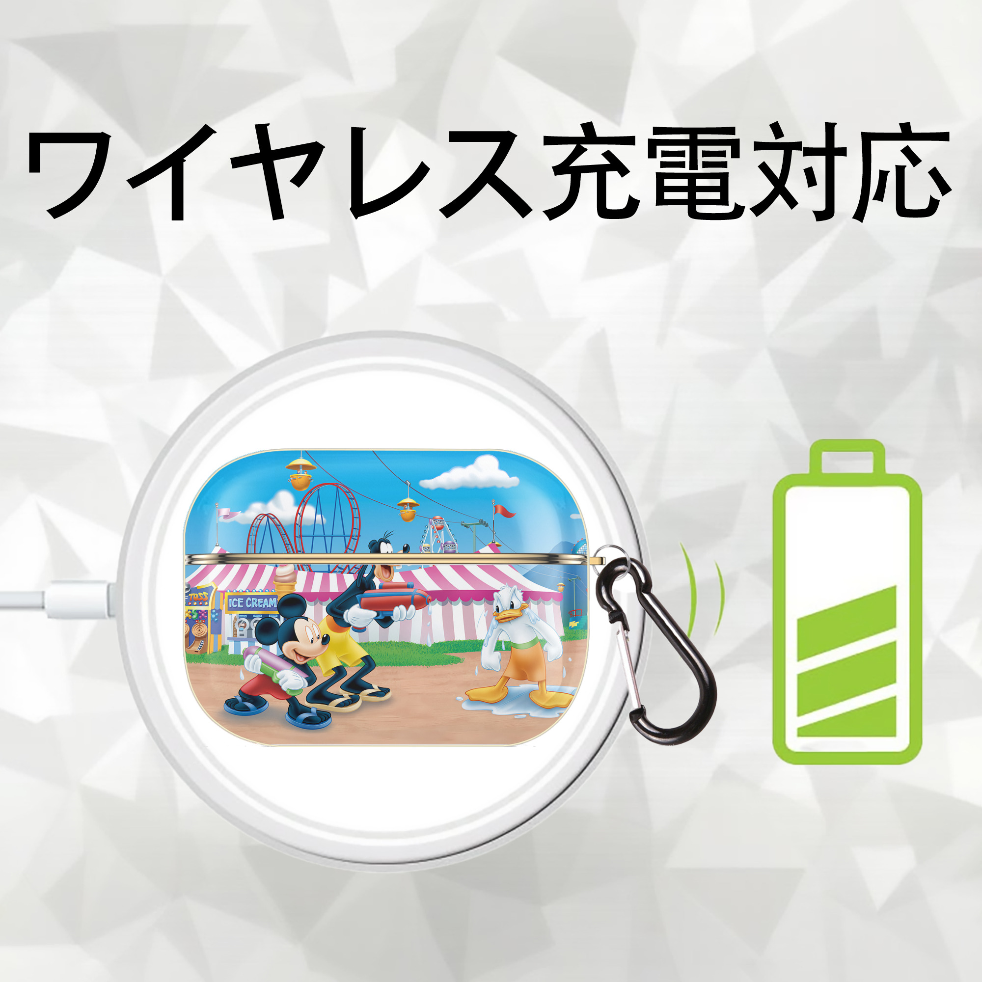 ミッキーマウス Mickey Mouse 【AirPods Pro用】ハードシェル保護ケース｜耐衝撃・防指紋・カラビナ付き商品仕様