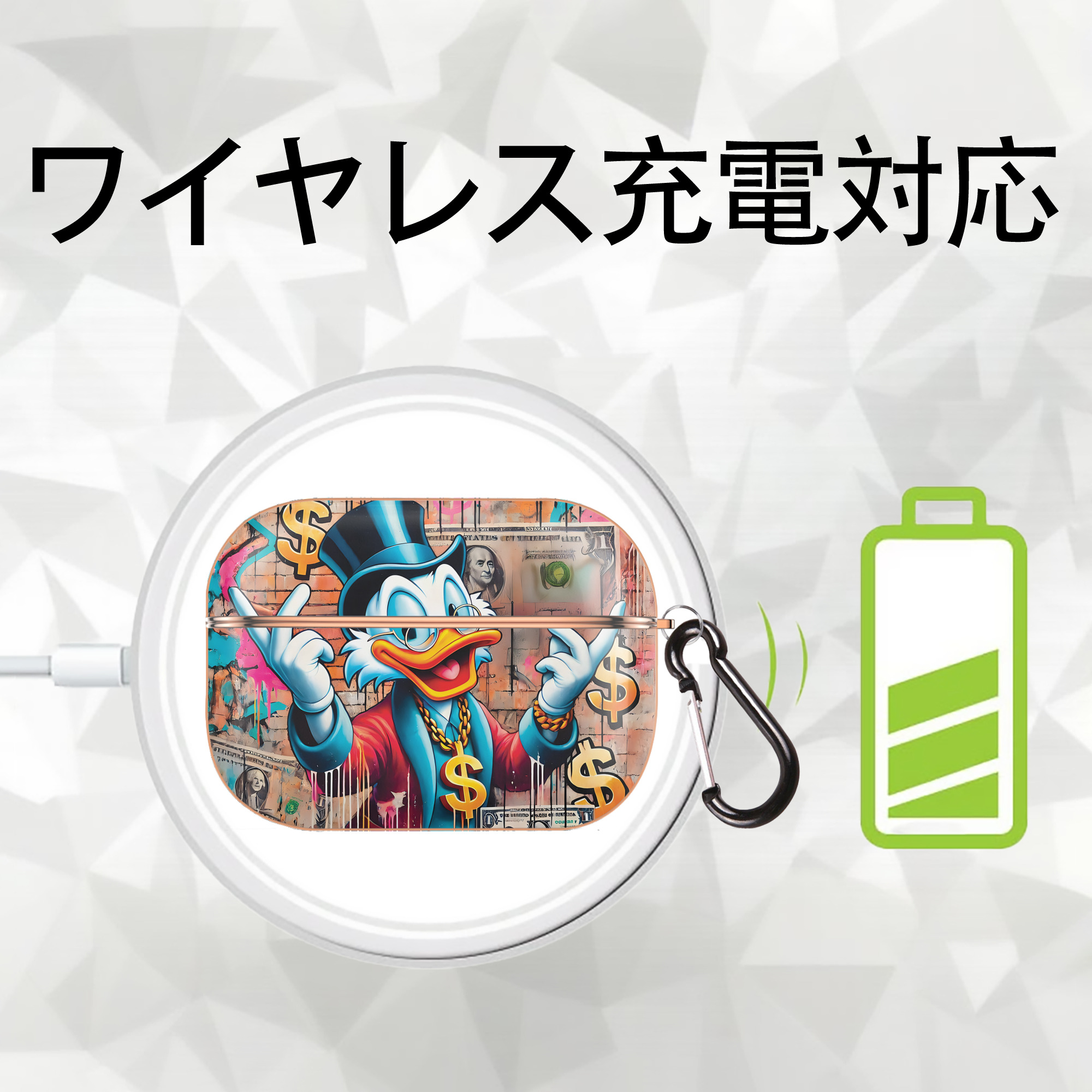 ミッキーマウス Mickey Mouse 【AirPods Pro用】ハードシェル保護ケース｜耐衝撃・防指紋・カラビナ付き商品仕様
