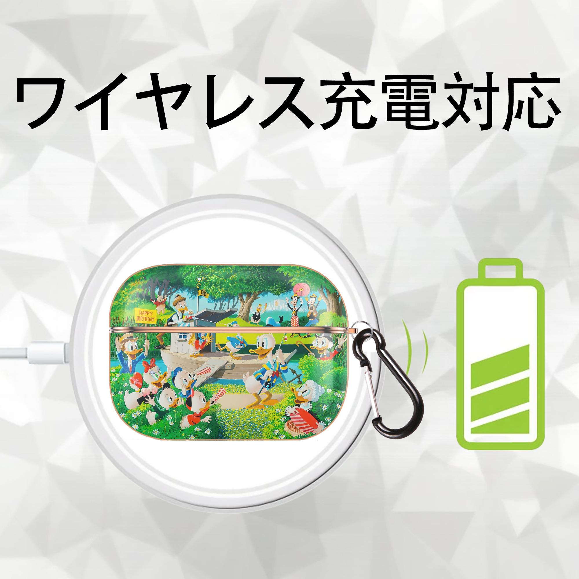 ミッキーマウス Mickey Mouse 【AirPods Pro用】ハードシェル保護ケース｜耐衝撃・防指紋・カラビナ付き商品仕様