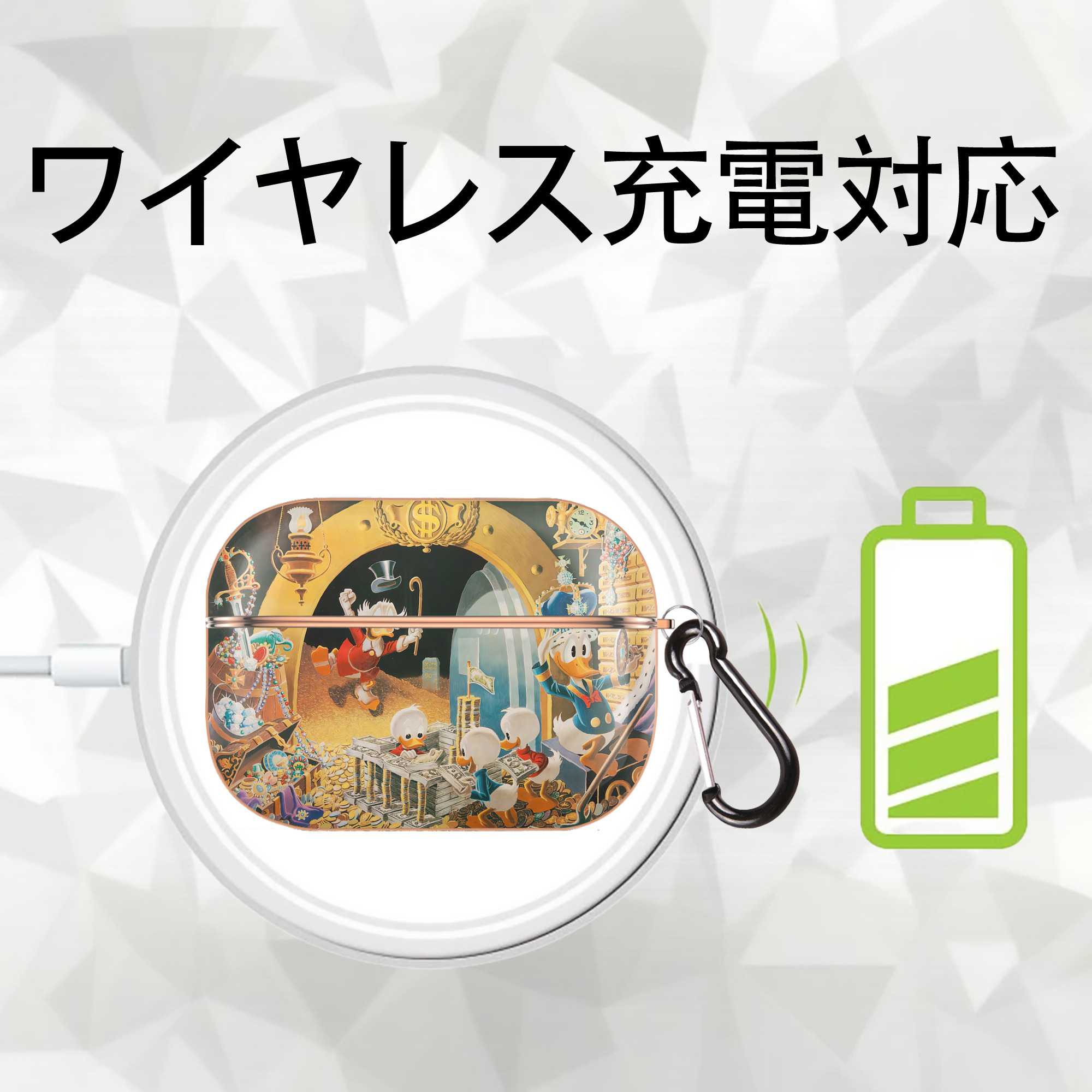 ミッキーマウス Mickey Mouse 【AirPods Pro用】ハードシェル保護ケース｜耐衝撃・防指紋・カラビナ付き商品仕様