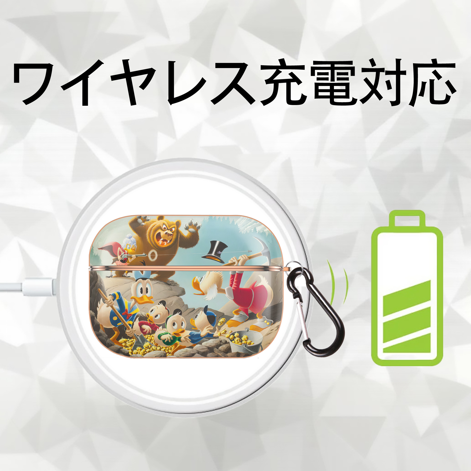 ミッキーマウス Mickey Mouse 【AirPods Pro用】ハードシェル保護ケース｜耐衝撃・防指紋・カラビナ付き商品仕様