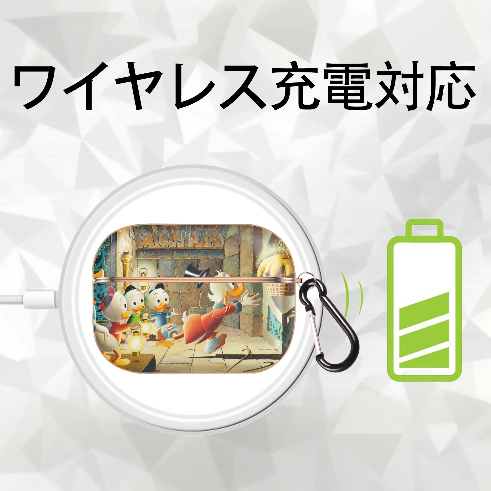 ミッキーマウス Mickey Mouse 【AirPods Pro用】ハードシェル保護ケース｜耐衝撃・防指紋・カラビナ付き商品仕様