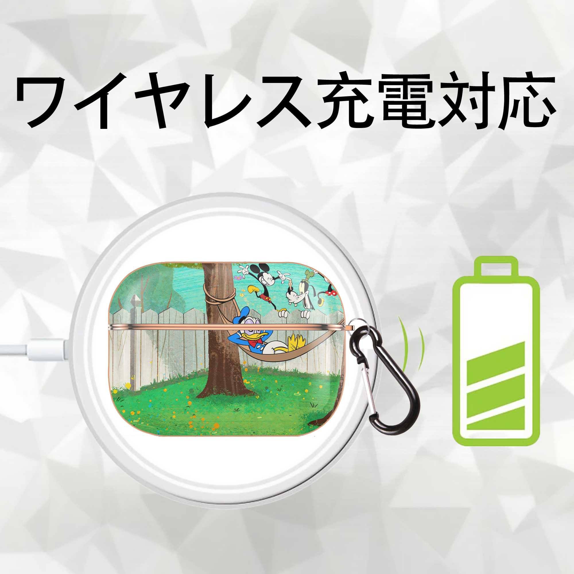 ミッキーマウス Mickey Mouse 【AirPods Pro用】ハードシェル保護ケース｜耐衝撃・防指紋・カラビナ付き商品仕様
