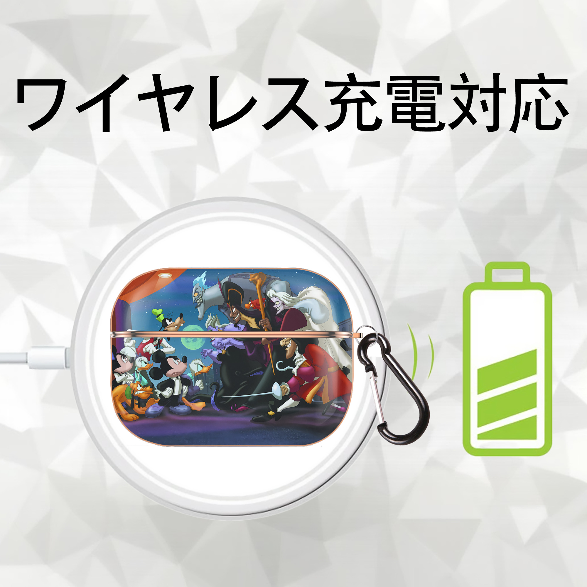 ミッキーマウス Mickey Mouse 【AirPods Pro用】ハードシェル保護ケース｜耐衝撃・防指紋・カラビナ付き商品仕様