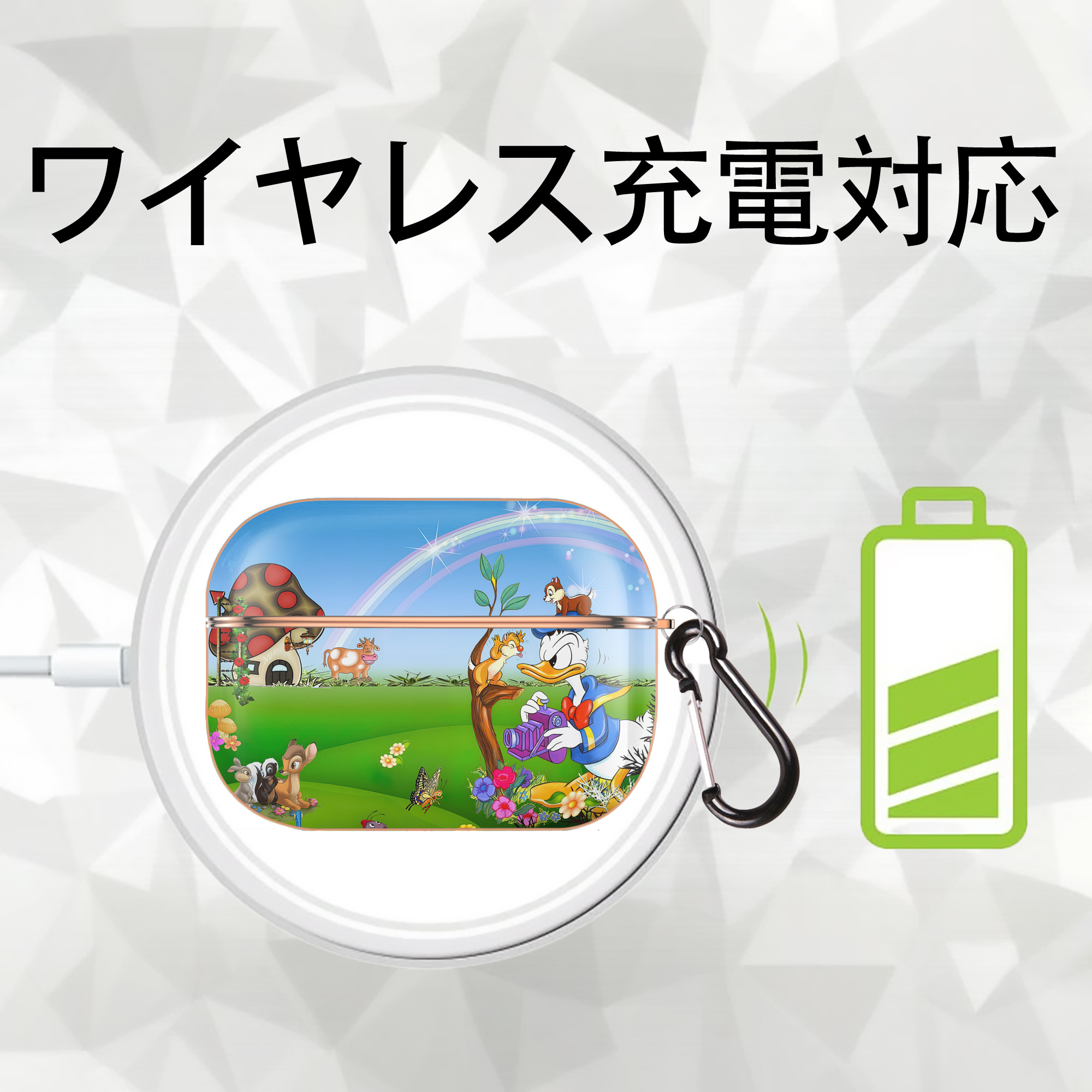 ミッキーマウス Mickey Mouse 【AirPods Pro用】ハードシェル保護ケース｜耐衝撃・防指紋・カラビナ付き商品仕様