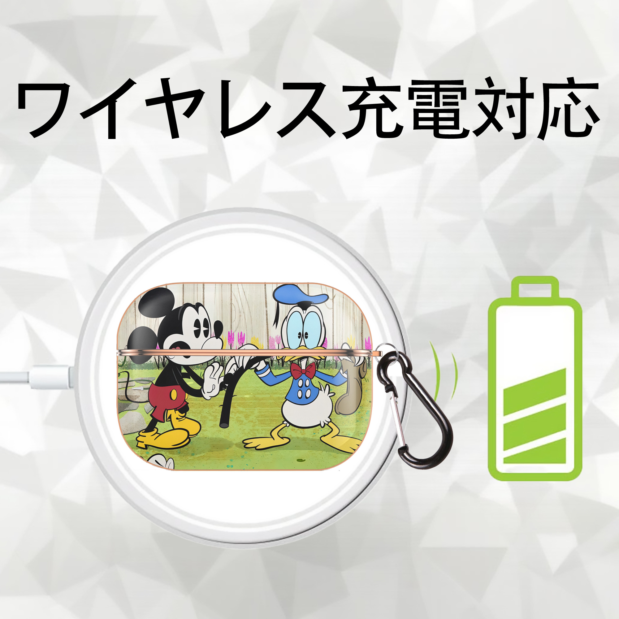 ミッキーマウス Mickey Mouse 【AirPods Pro用】ハードシェル保護ケース｜耐衝撃・防指紋・カラビナ付き商品仕様