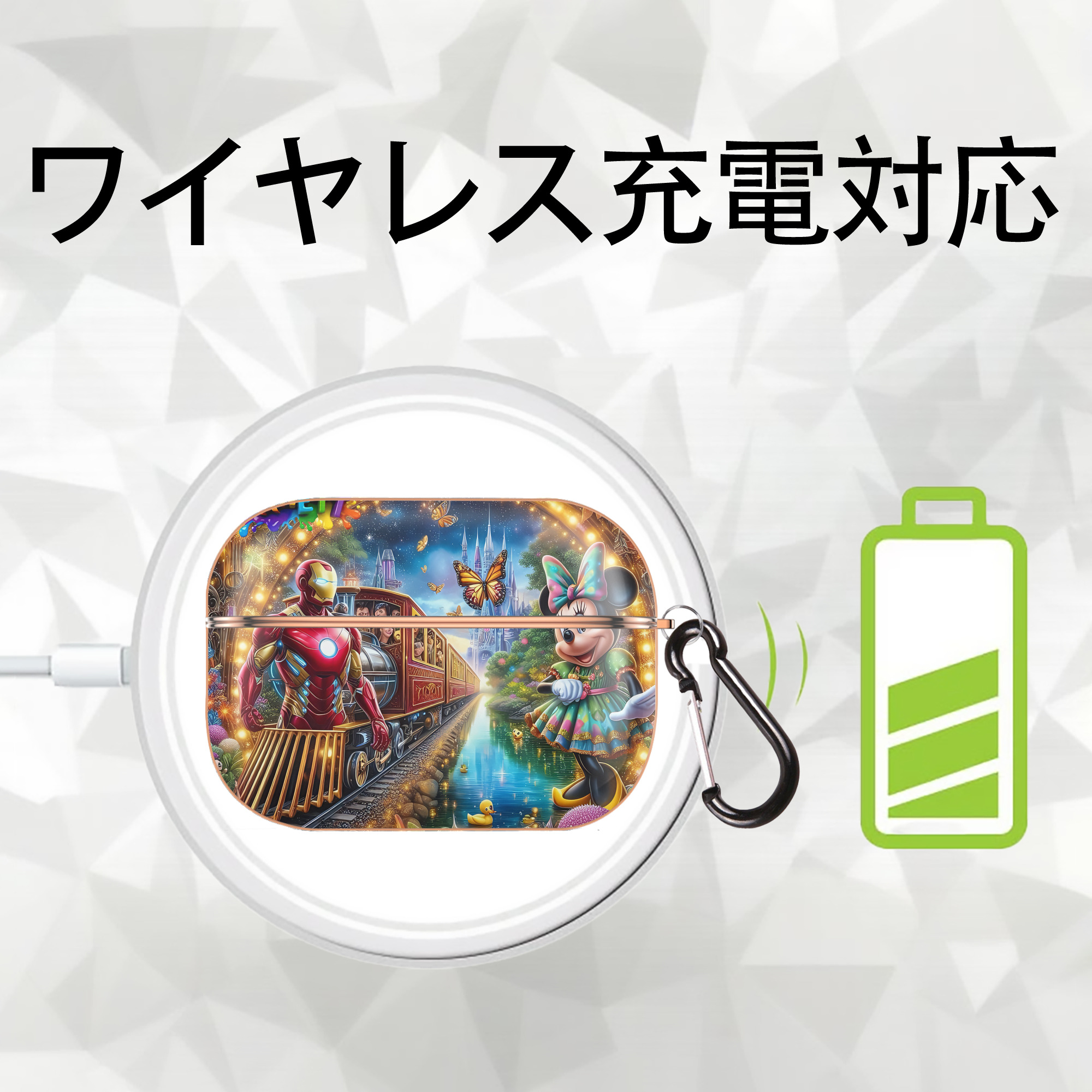ミッキーマウス Mickey Mouse 【AirPods Pro用】ハードシェル保護ケース｜耐衝撃・防指紋・カラビナ付き商品仕様