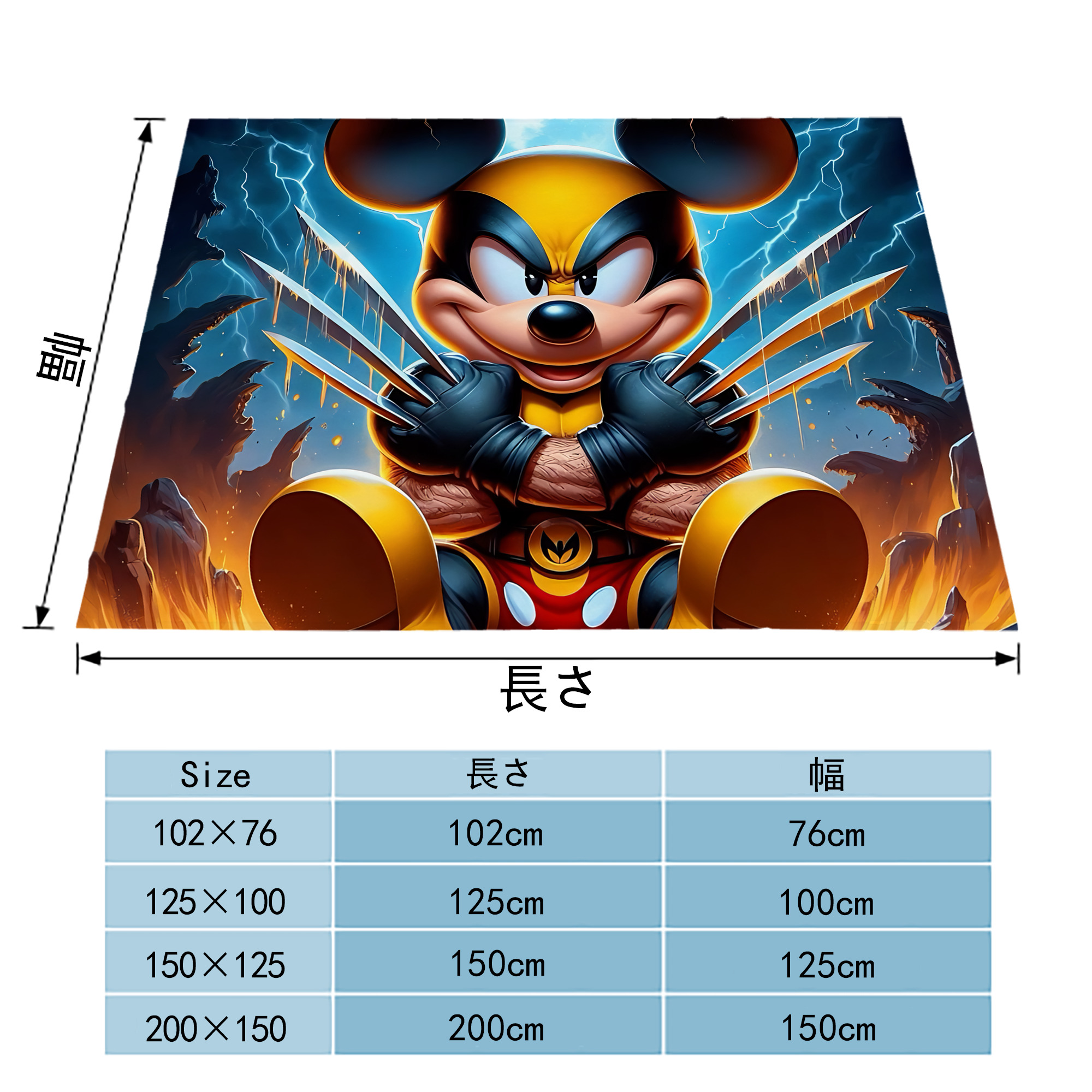 ミッキーマウス Mickey Mouse フランネルブランケット・多サイズ対応（横型）