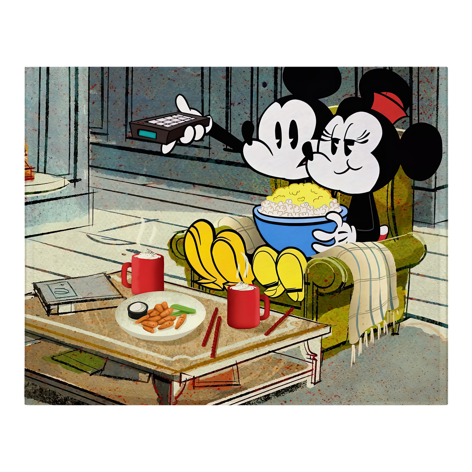 （画像用） ミッキーマウス Mickey Mouse フランネルブランケット・多サイズ対応（横型）