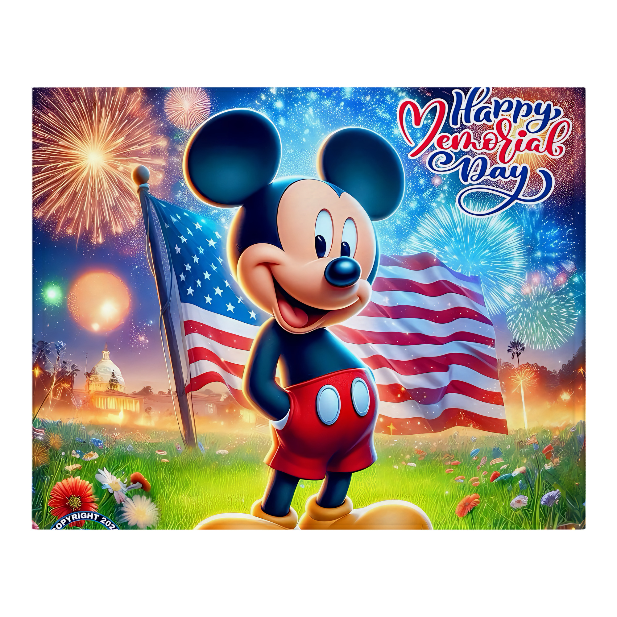 ミッキーマウス Mickey Mouse フランネルブランケット・多サイズ対応（横型）