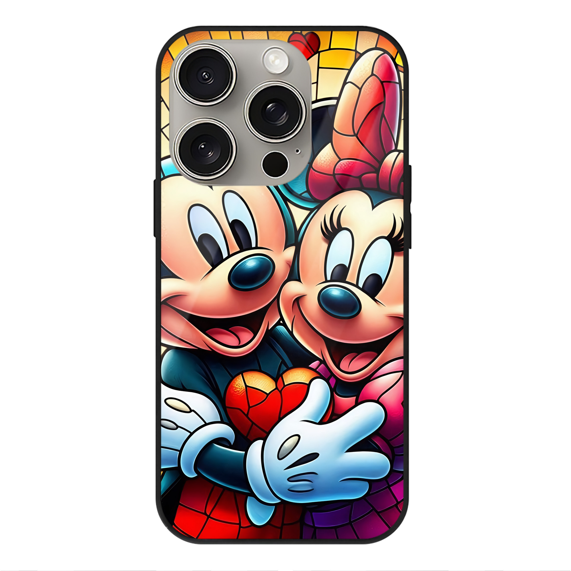 （画像用） ミッキーマウス Mickey Mouse 【iPhone15Pro対応】スマホケース 耐衝撃＆黄変防止 背面ガラス