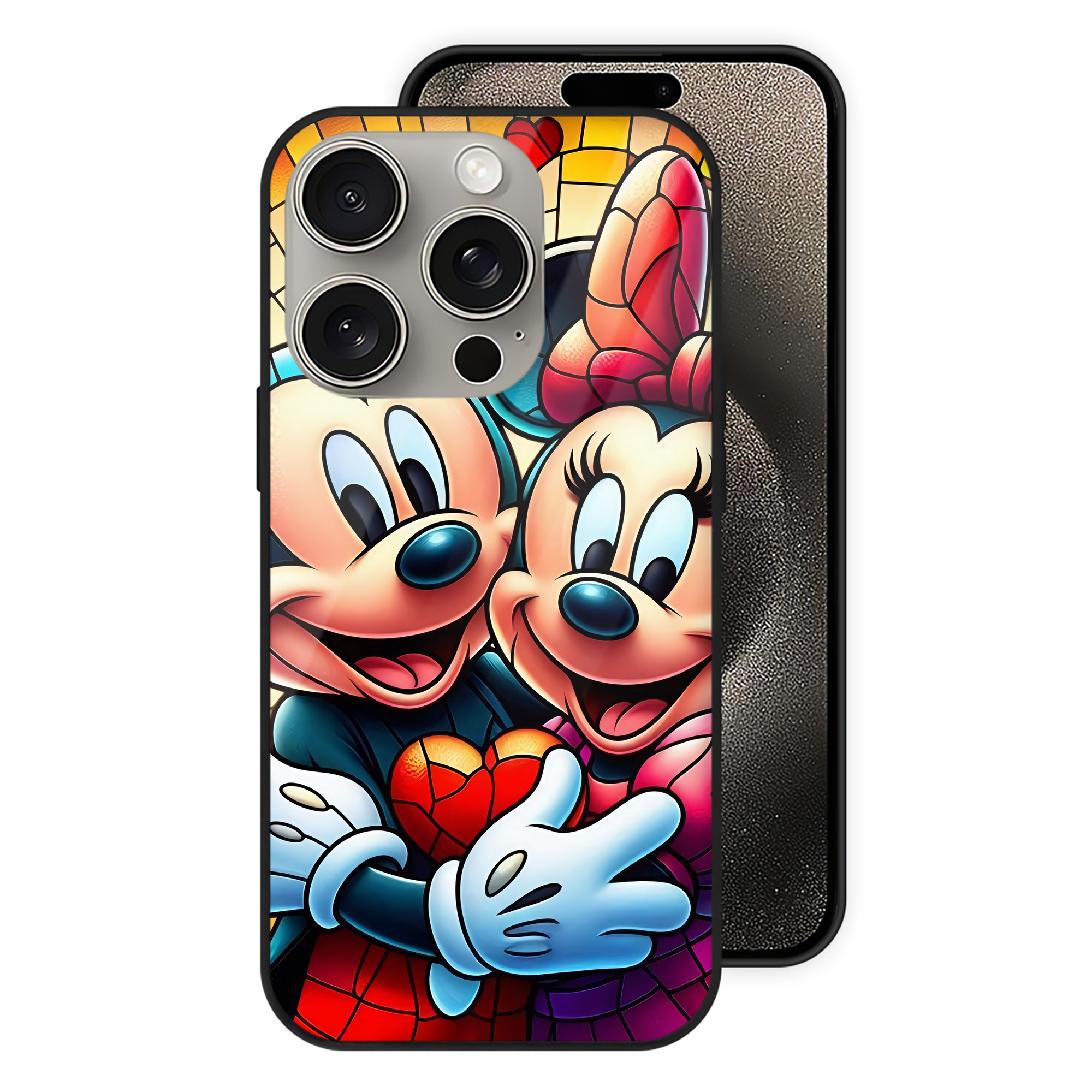 （画像用） ミッキーマウス Mickey Mouse 【iPhone15Pro対応】スマホケース 耐衝撃＆黄変防止 背面ガラス