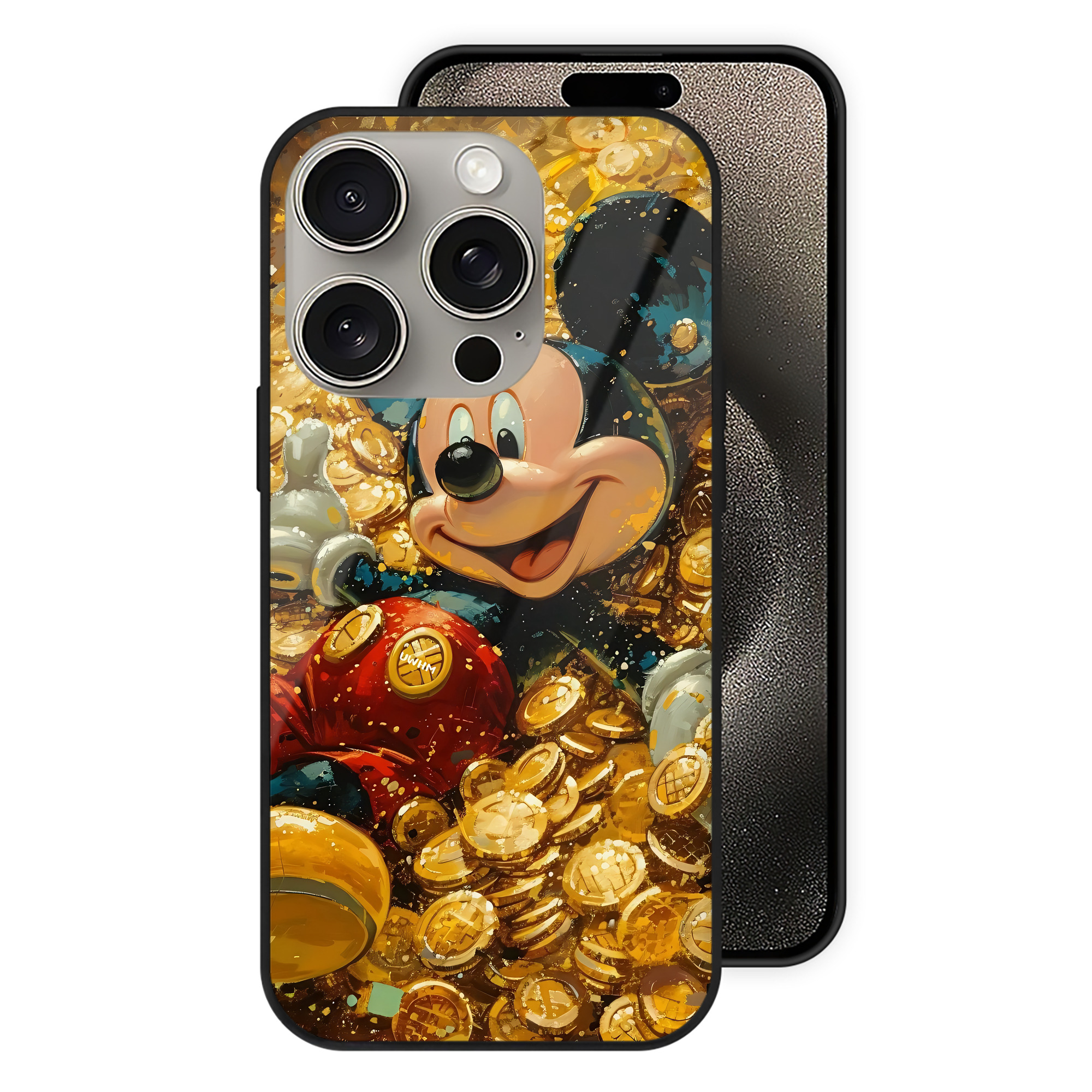 （画像用） ミッキーマウス Mickey Mouse 【iPhone15Pro対応】スマホケース 耐衝撃＆黄変防止 背面ガラス