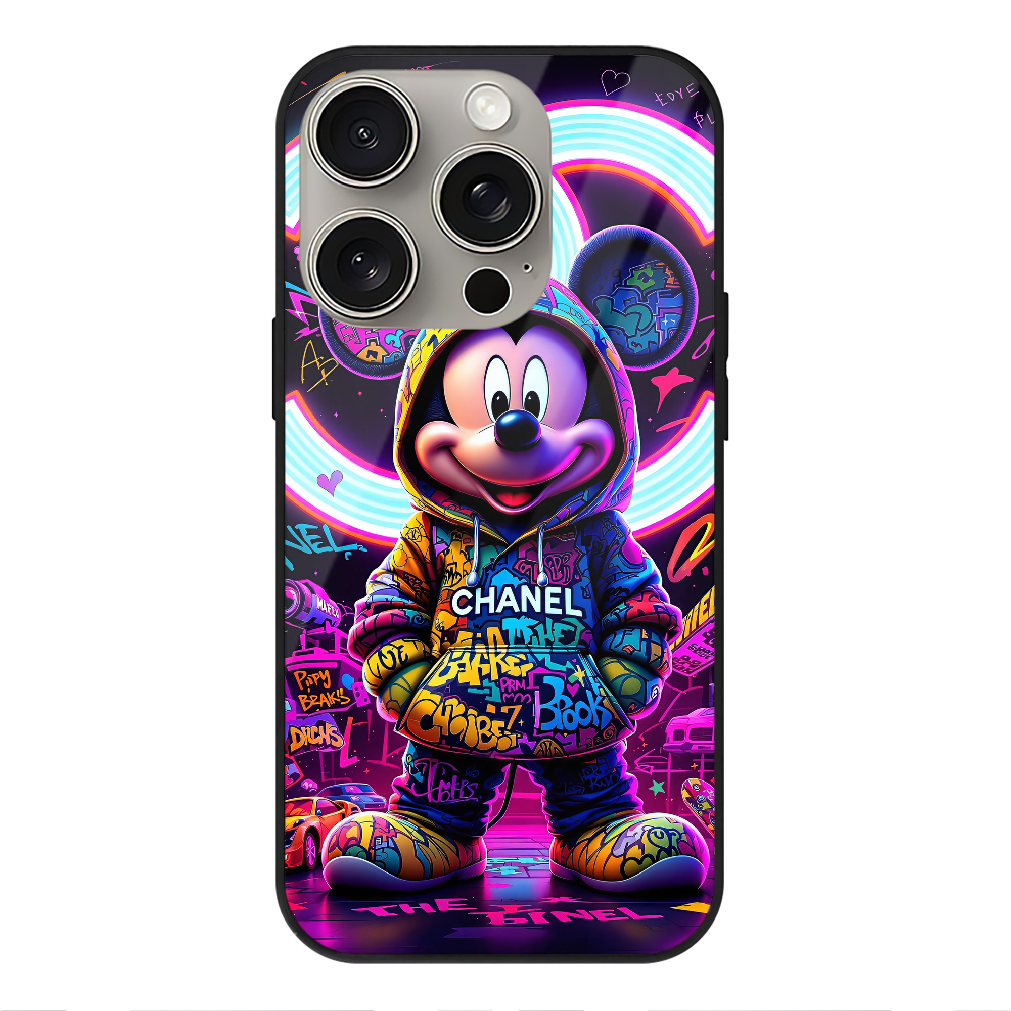 （画像用） ミッキーマウス Mickey Mouse 【iPhone15Pro対応】スマホケース 耐衝撃＆黄変防止 背面ガラス