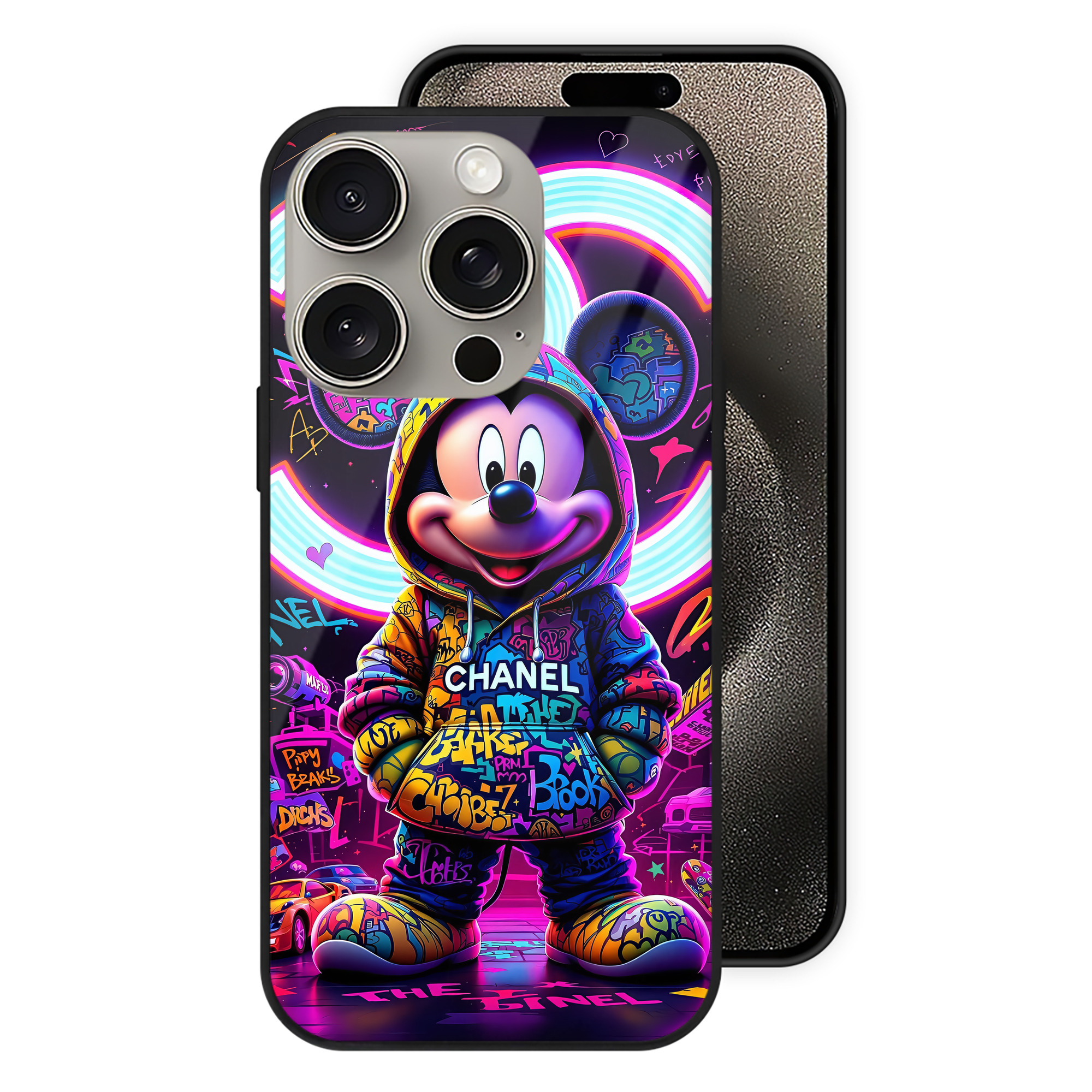 （画像用） ミッキーマウス Mickey Mouse 【iPhone15Pro対応】スマホケース 耐衝撃＆黄変防止 背面ガラス